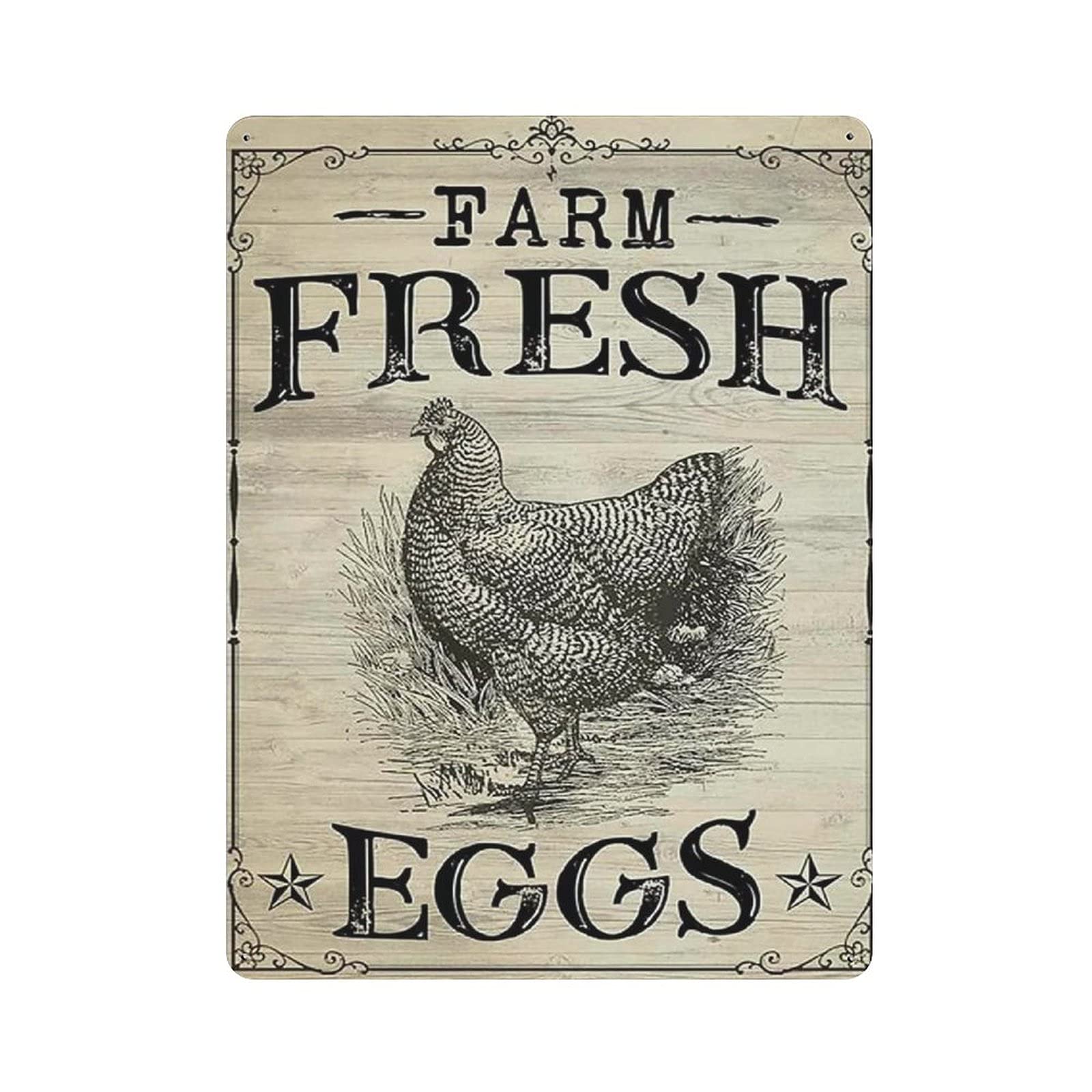 Metal Tin Sign Farm Fresh Eggs Vintage Tin Poster Metal Sign Wall Decoration Country Kitchen Home Garage Decor 16"x12"