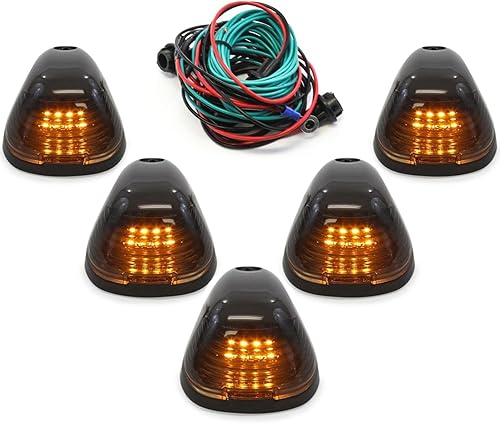 Luces LED ámbar para techo de cabina con lente ahumada, luces de marcador de cabina, accesorios de repuesto de luz de distancia superior, 5 unidades