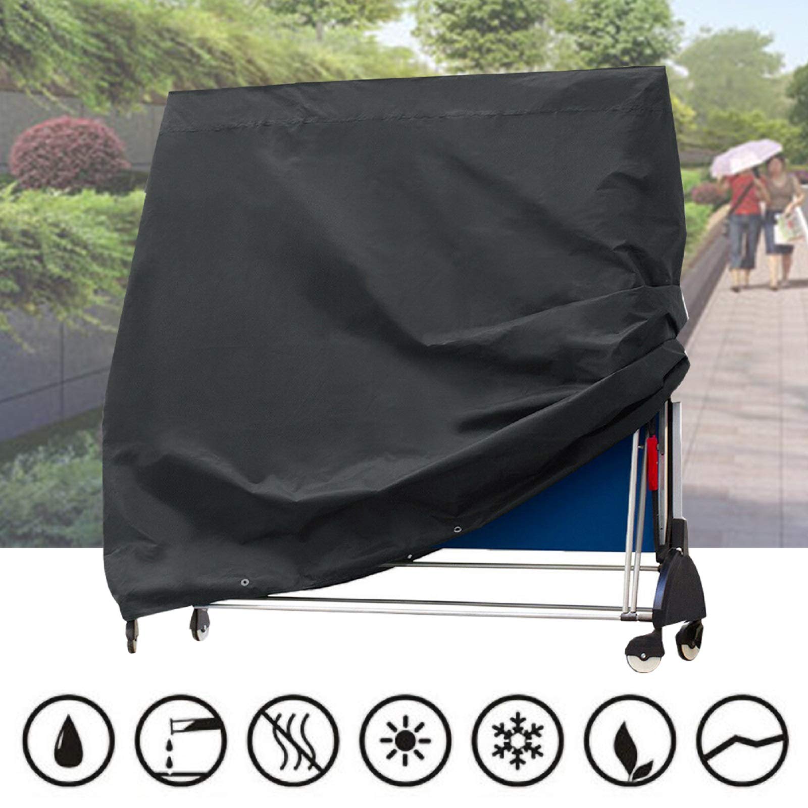 Trintion Tischtennisplatte Abdeckung Wasserdicht Pingpong Schutzhülle Winddicht UV-Beständiges Schwerlast Reißfest Tischtennis Abdeckhaube 165×70×185cm