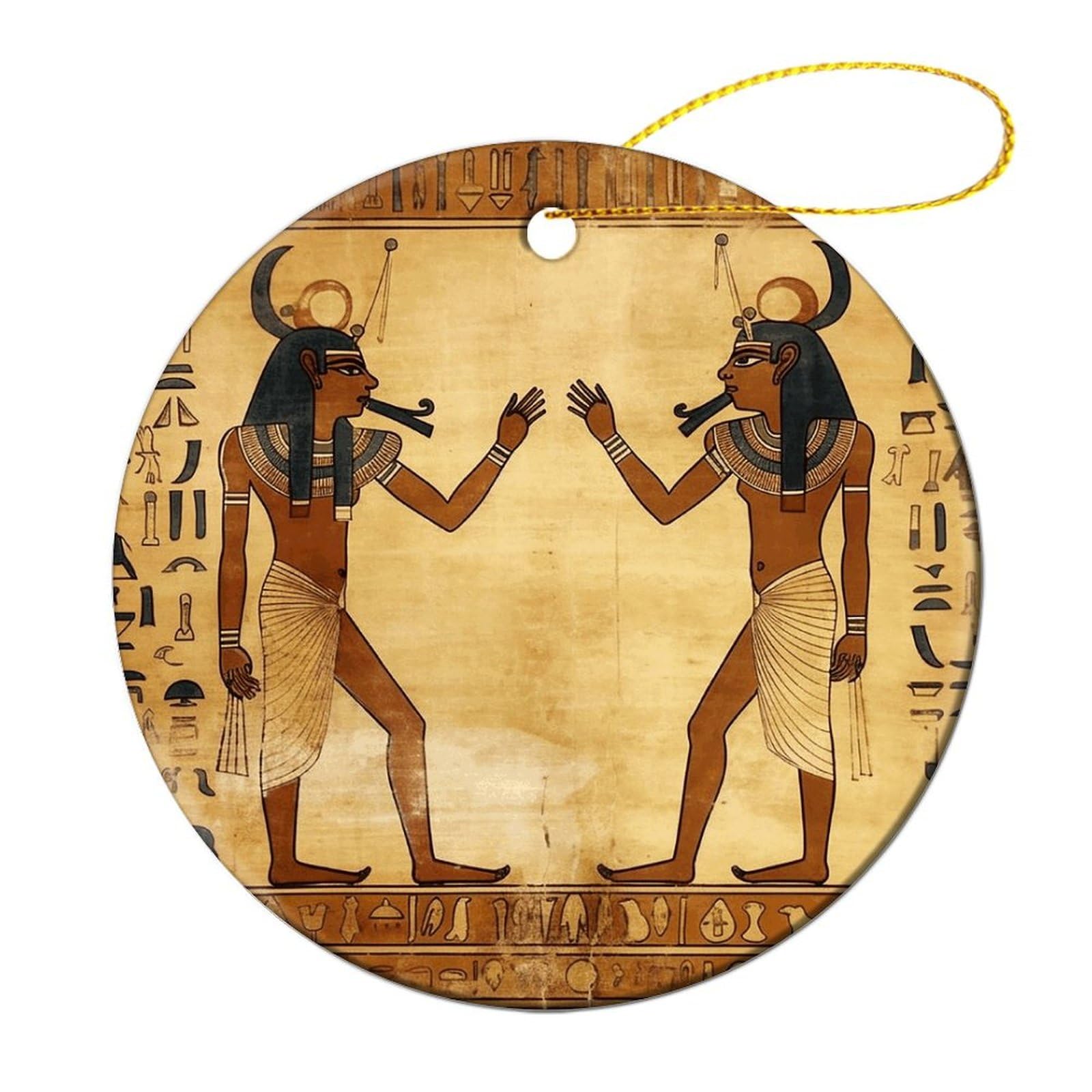 Décoration de Noël en céramique double face : motif égypte antique