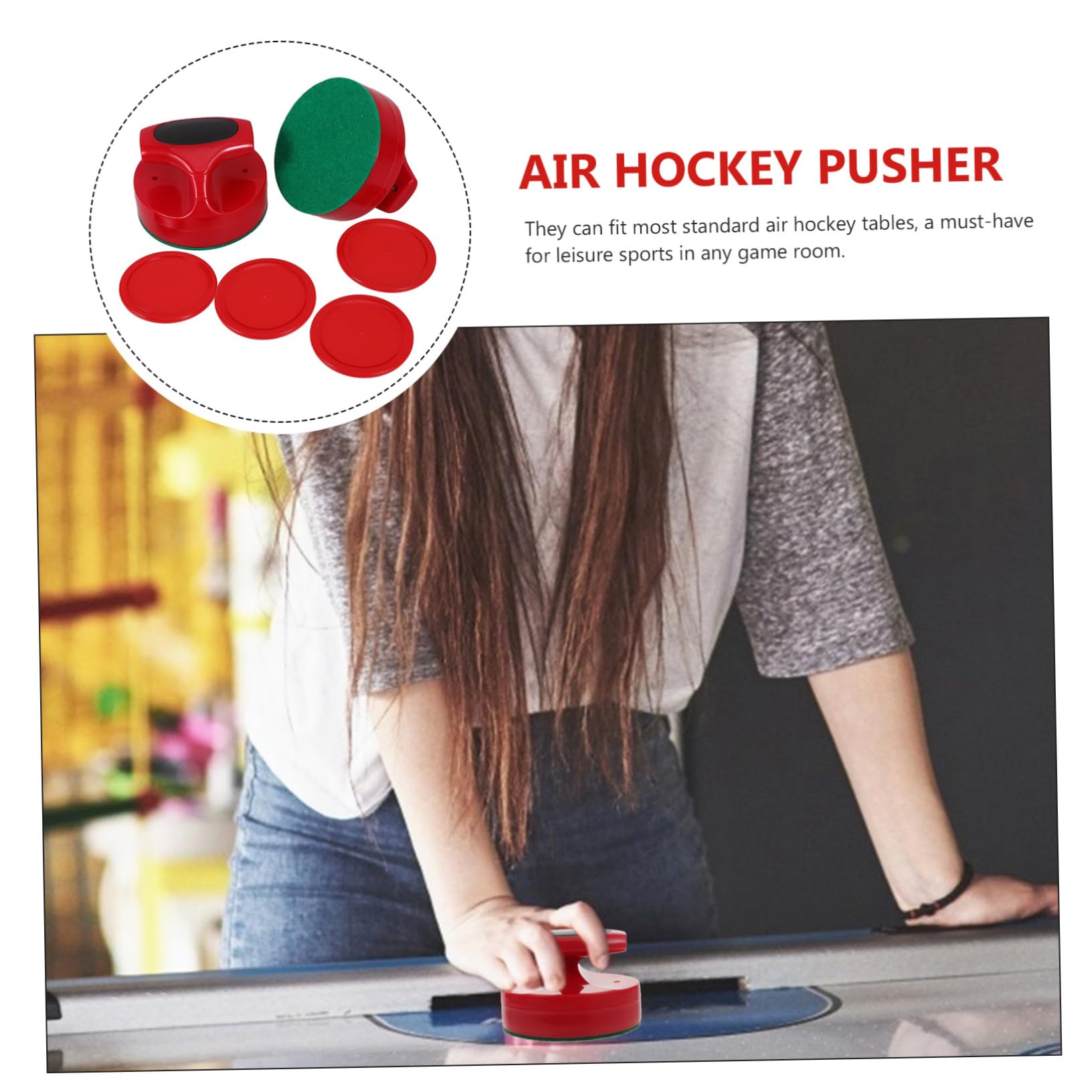 Abaodam 3 Ensembles De Hockey sur Poussoir De Hockey sur Glace Pagaies De Hockey sur Glace en Plastique Fournitures De Rondelles De Hockey sur Glace Rondelles De Poussoir De Table