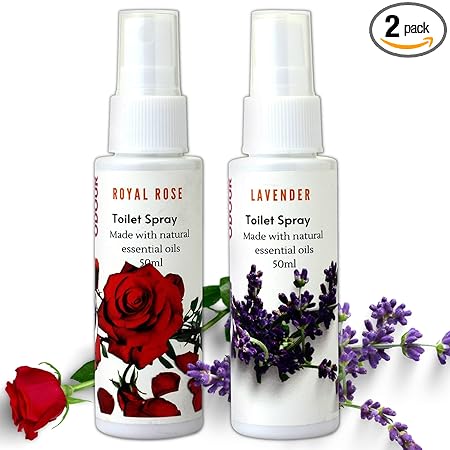 Crescent Odour Toilet Spray, Rose, Lavender, Bathroom Air Freshener, with Essential Oils, 50 ML (Pack of 2)