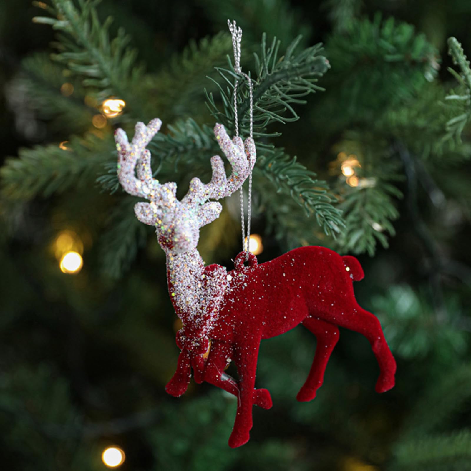 Lot de 8 pendentifs à suspendre pour sapin de Noël - Flocon de neige et rennes - Ornements à suspendre