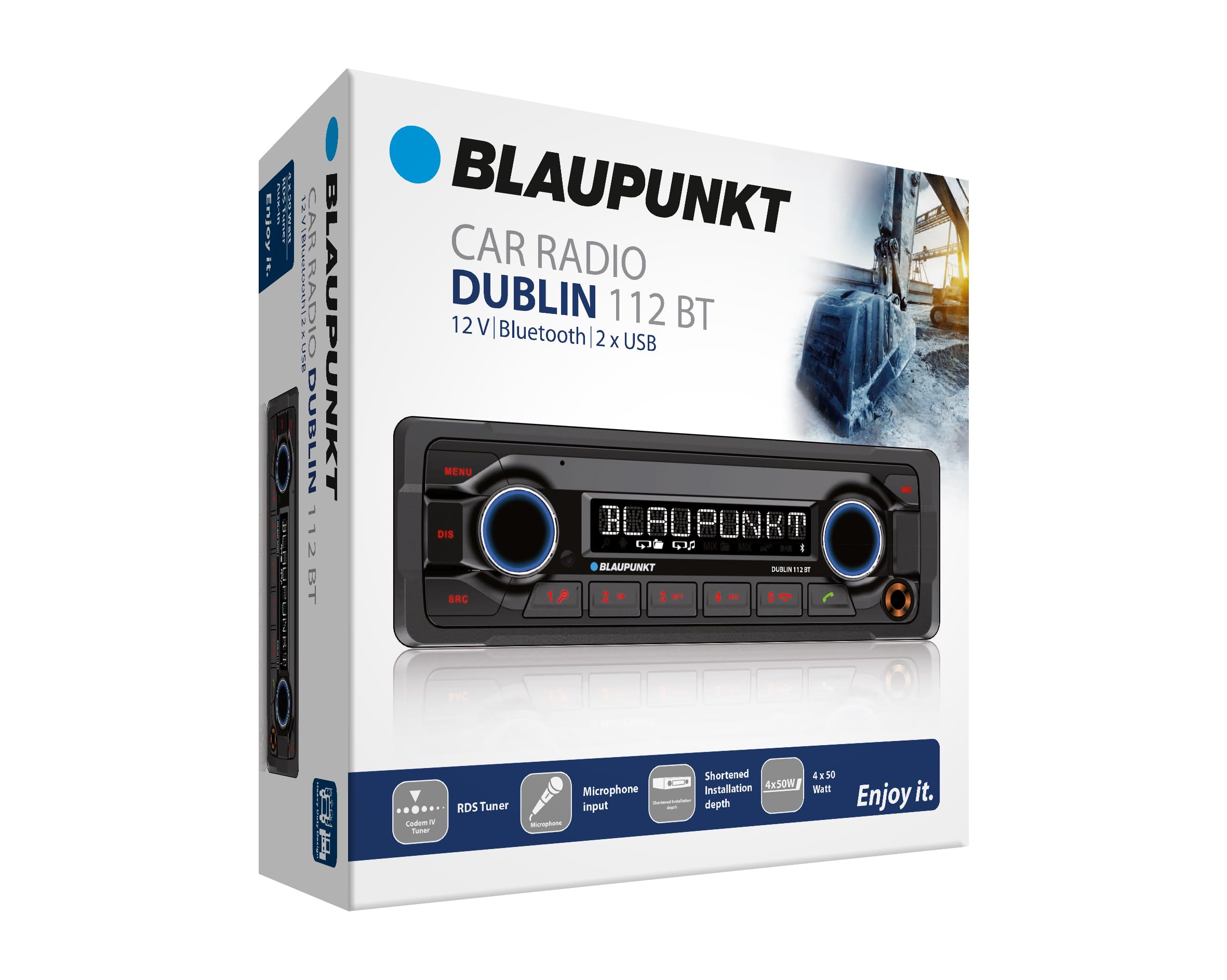Blaupunkt Dublin 112 BT, 1-DIN Autoradio, Heavy Duty-Design, Bluetooth, Freisprecheinrichtung, USB, Aux-Eingang, Lenkradfernbedienung, 4x50Watt, 12V