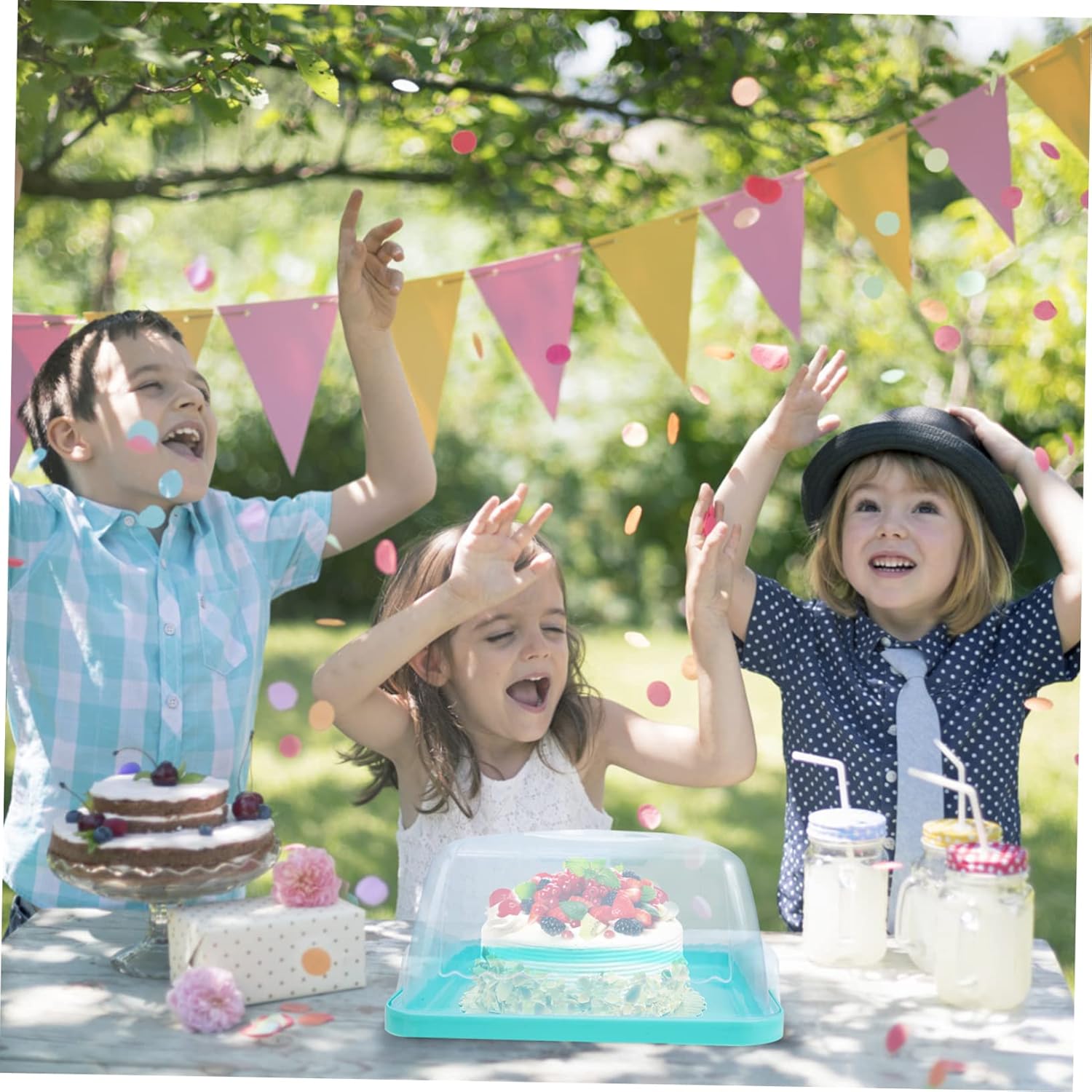 VALICLUD Portable Cake Container with Handle and Transparent Lid Reusable Plastic Cake Storage Holder Lightweight and Compact Carrier for and Freshness Preservation