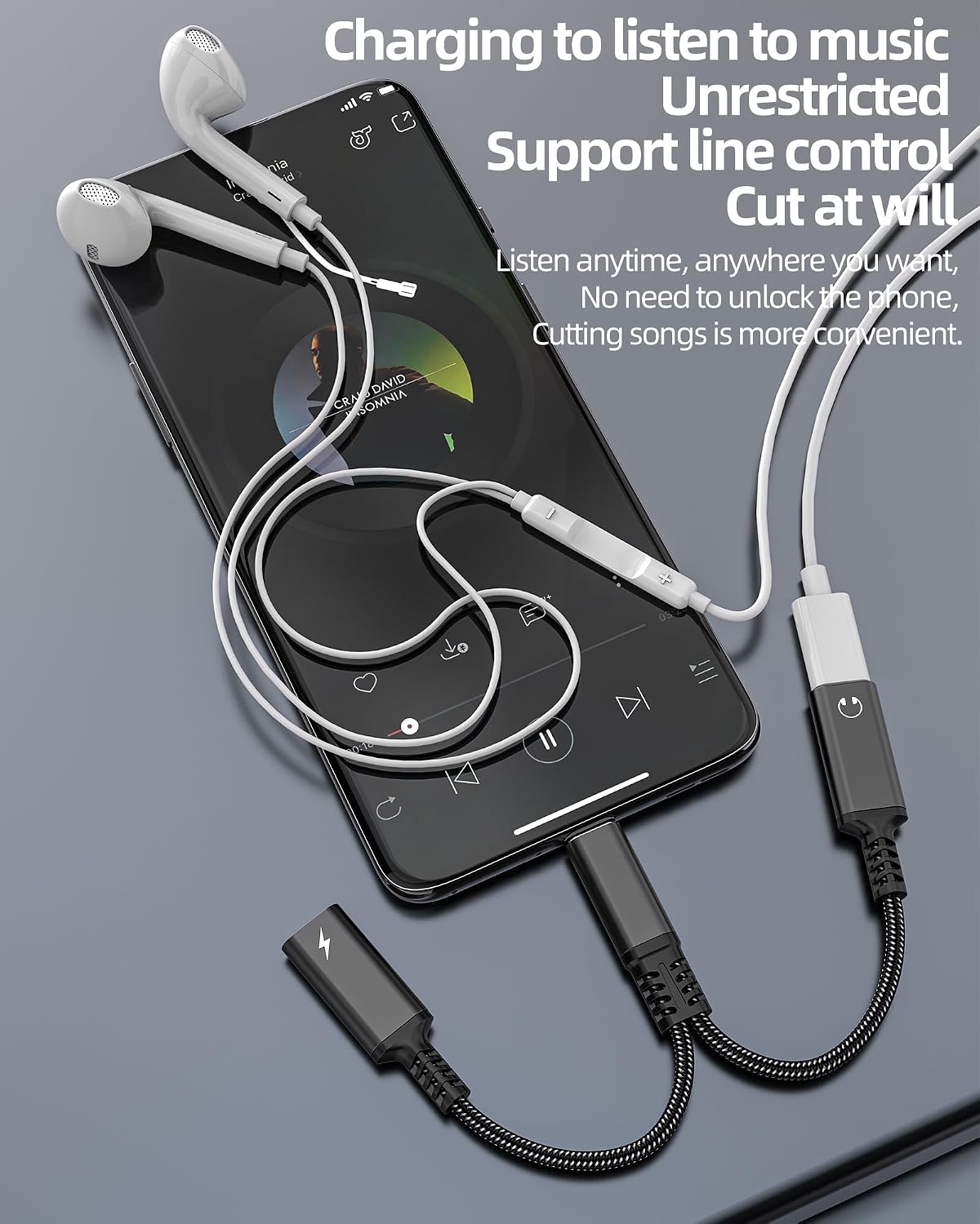 Dual USB-C Headphone Jack Adapter 2 in 1 Charging Cable for Apple iPhone15 Pro Max Plus for iPad Pro Compatible for Samsung Galaxy Note10 Cord DAC Type C Audio Charger Dongle Aux Splitter Accessories image 3
