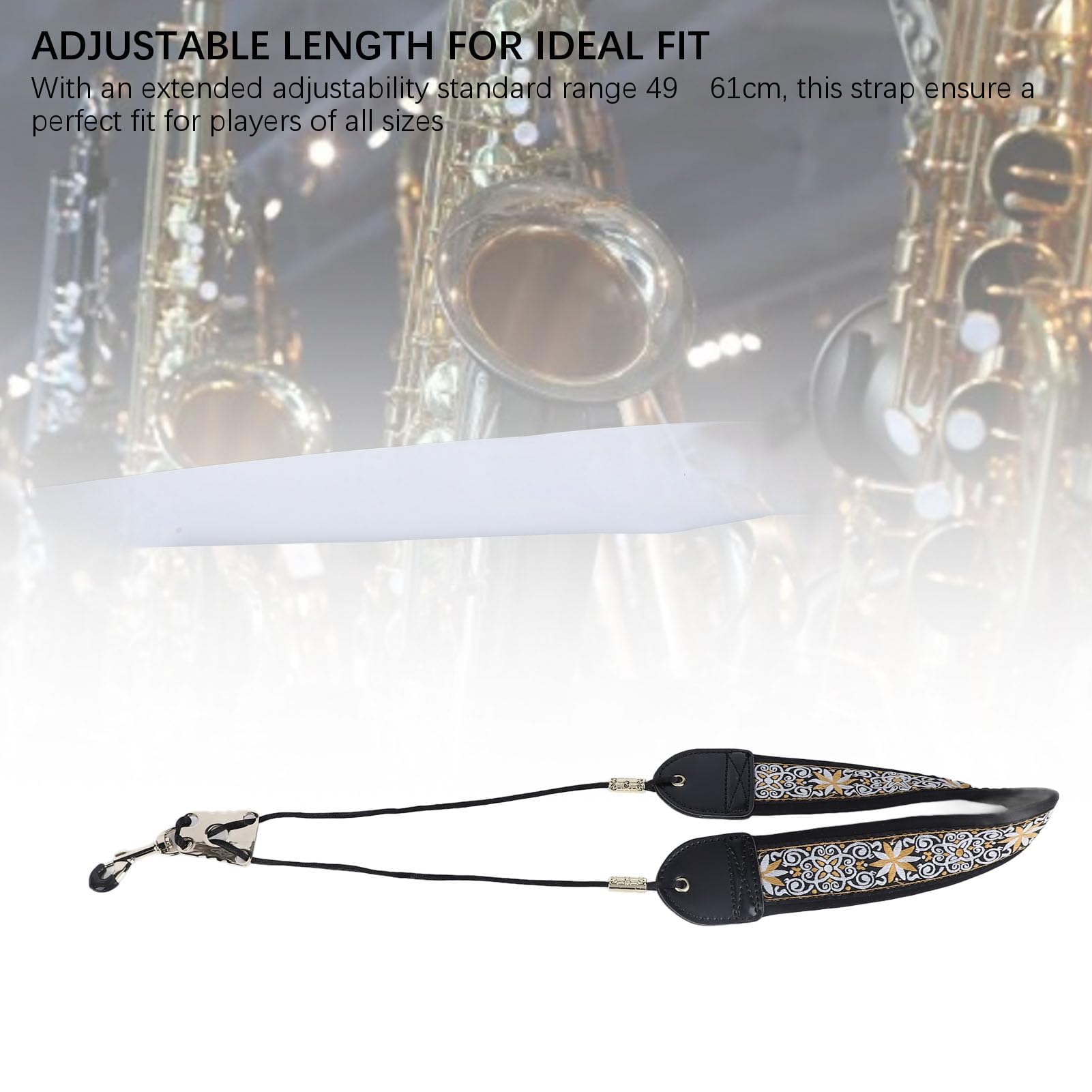 Tracolla per Sassofono Ricamata, Imbottita e Regolabile, Tracolla in Pelle per Strumenti Musicali, for Musicisti Professionisti e Principianti Sax Tenore Alto