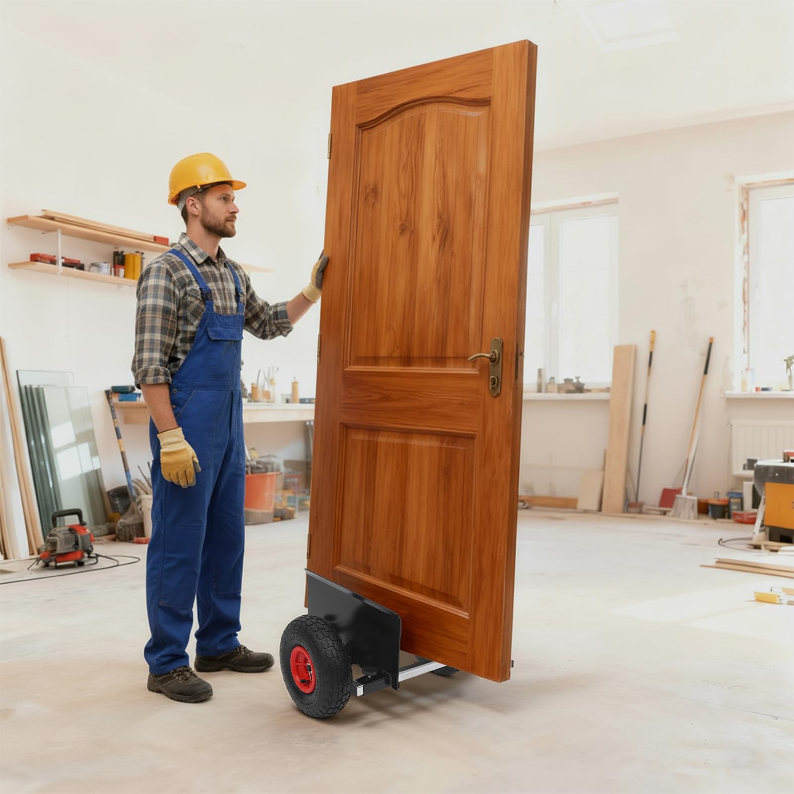 Carrello a pannello resistente, capacità 259,9 kg, con ruote pneumatiche da 25,4 cm, pannello per porta regolabile, carrello con ruote, carrello per cartongesso, materiale per lastre per tutti