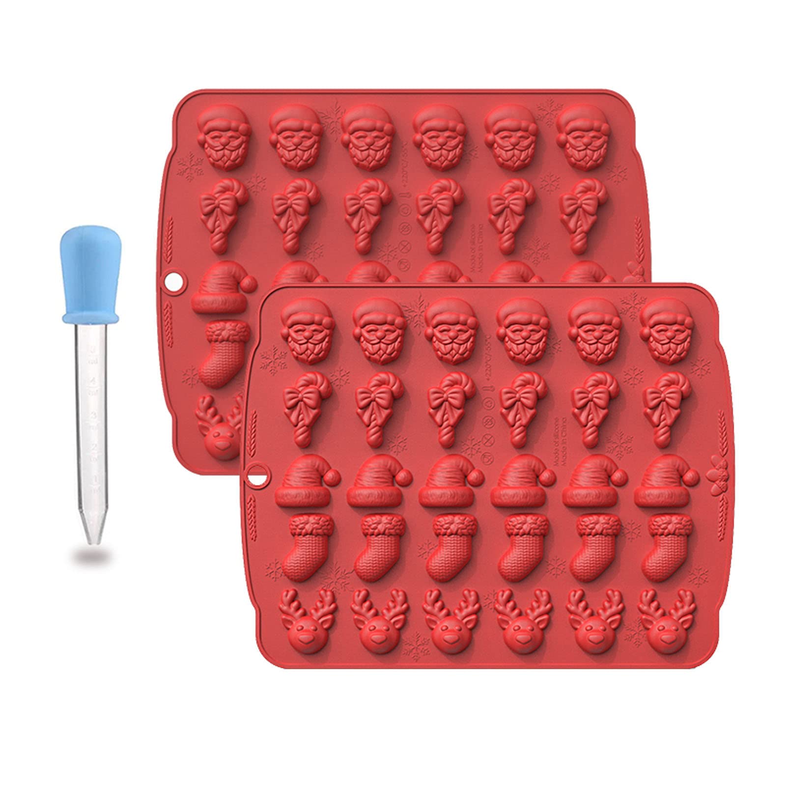 Kalttoy Red 3 Pack Silicone Fondant Mold Chocolate Bakeware Christmas Series Silicone Baking Tool Baking Accessories Christmas Fondant Molds For Cake Decorating