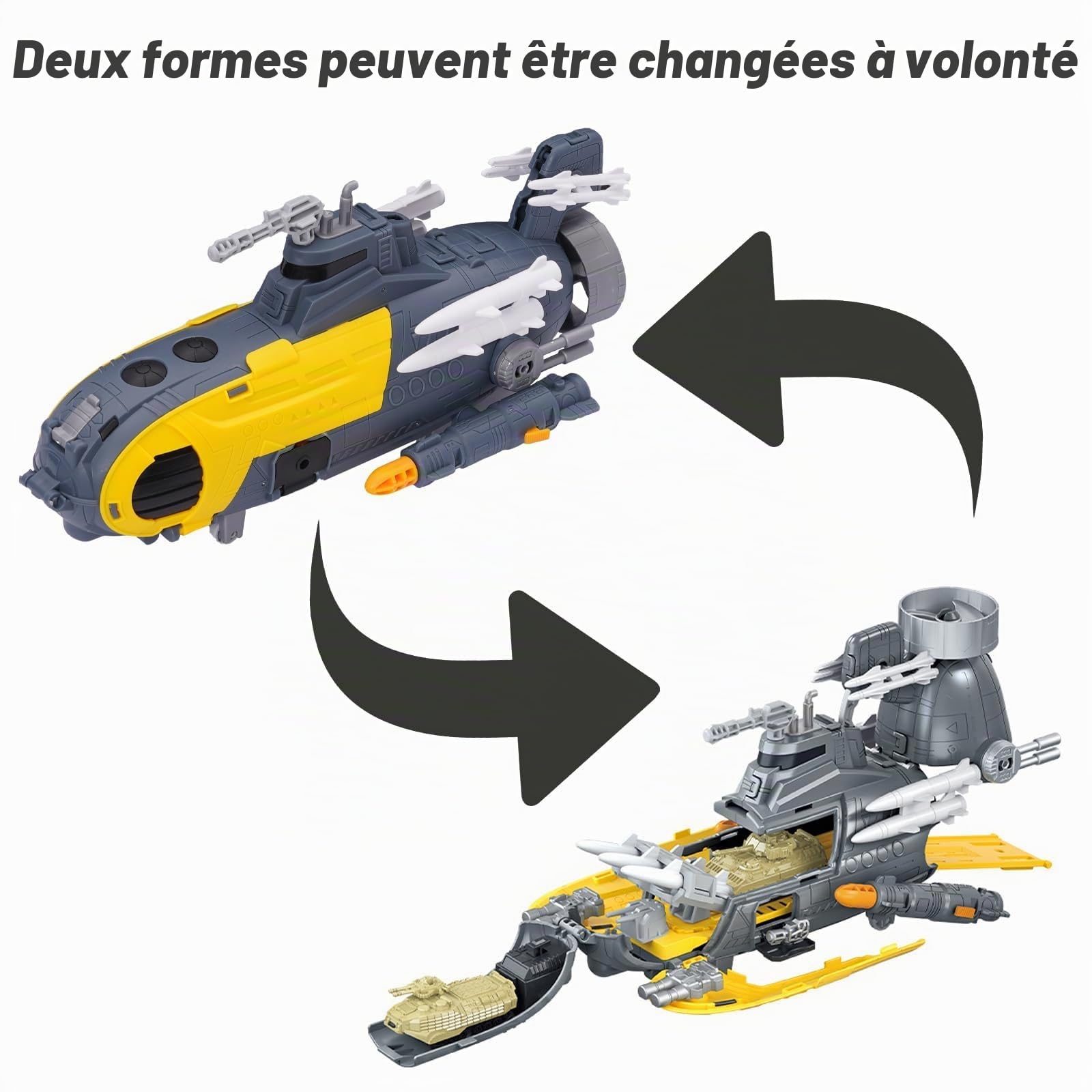 Modèle de sous-Marin Militaire,Jouet Militaire Marine,Contient 18 Types de Transport avec Panneaux de Signalisation et Tapis de Jeu,Jouet Avion,Ensemble de Jouets Porte-Avions pour Enfants 3+