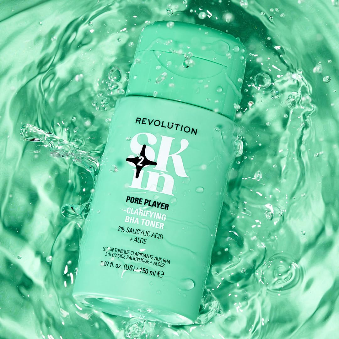 Revolution Skin Clarifying Toner, oczyszczający tonik do twarzy z kwasem salicylowym, łagodne złuszczanie, wegańskie i nieokrutne zwierzęta, 150 ml