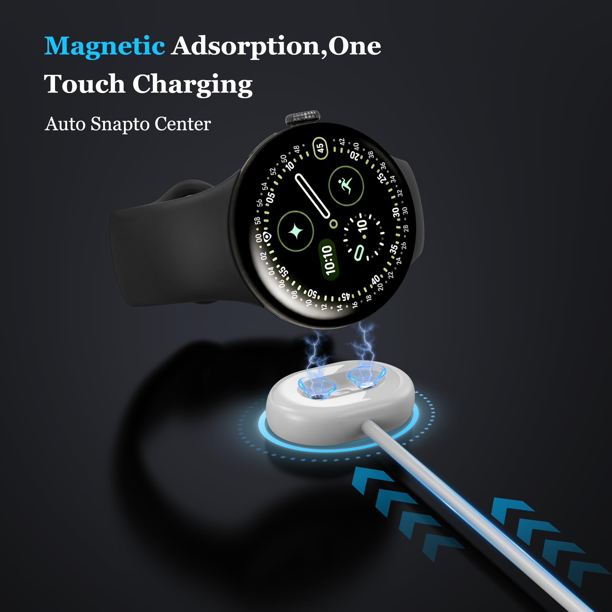 Confezione da 2 caricabatterie per Pixel Watch 4, cavo di ricarica di ricambio di tipo C, compatibile solo con Google Pixel Watch 4 41 mm/45 mm (bianco)