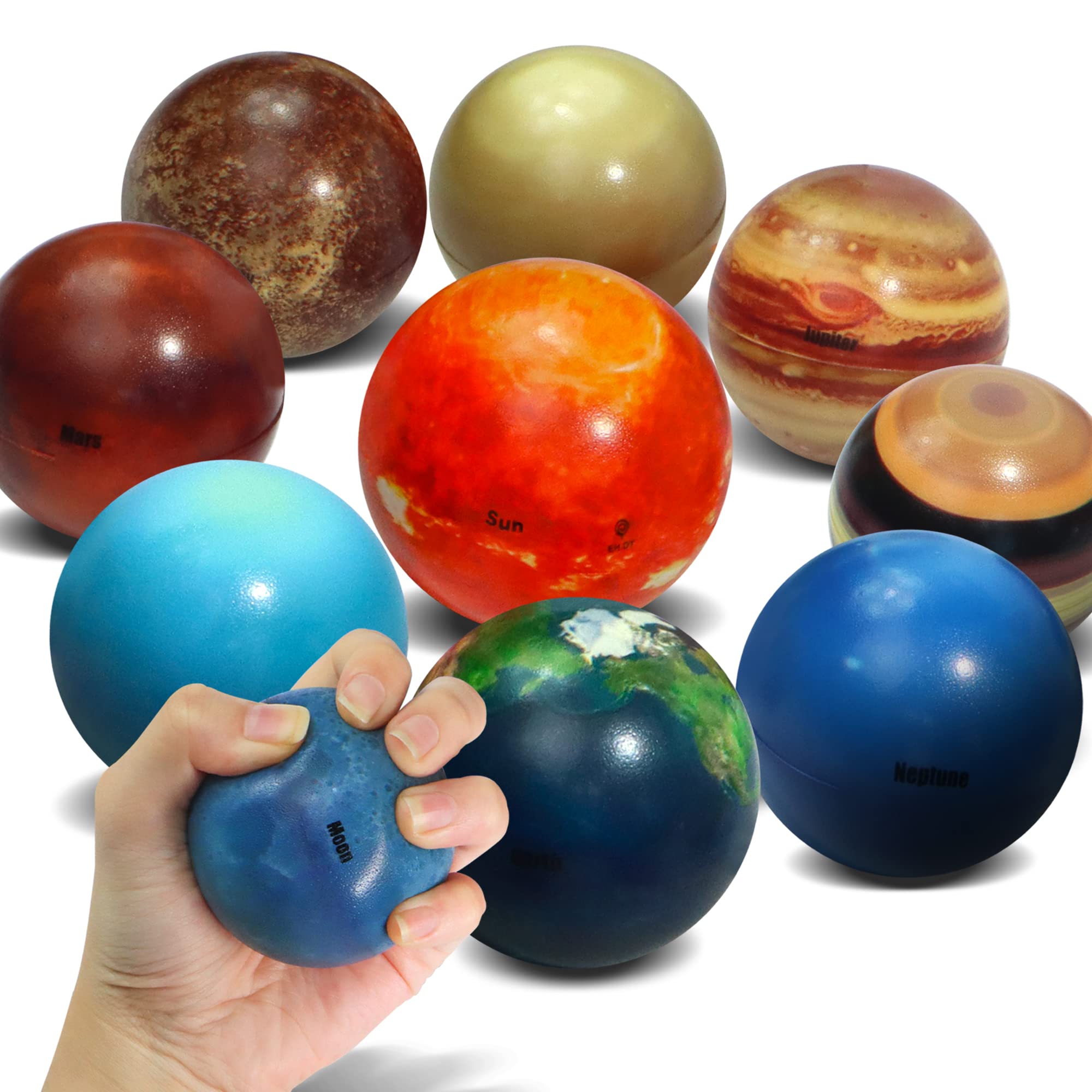 Novelty PlaceSolar System Stress Balls - 10 Pcs Anti-Stress Planetary Balls for Kids and Adults – Relaxation Gadgets, Fidget Toys, Astronomy Gifts, Space Theme Party Favor, Carnival Prizes