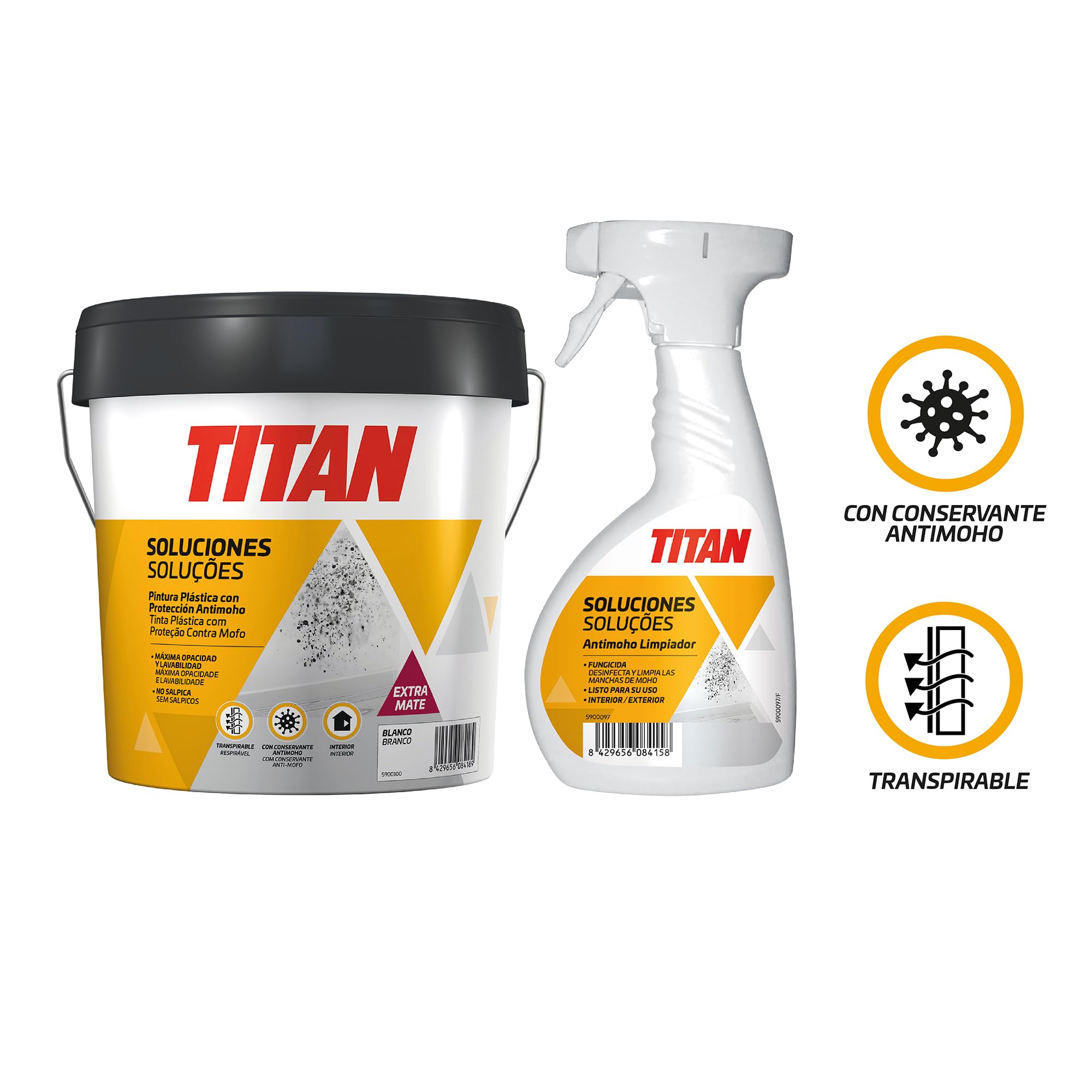 TITAN Soluciones Pintura con Protección ANTIMOHO Blanco Mate 4L