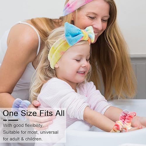 Miniatura 5 de WHAVEL Juego de 6 diademas y muñequeras de spa, diadema para lavado de cara, para el cuidado de la piel, para lavar la cara