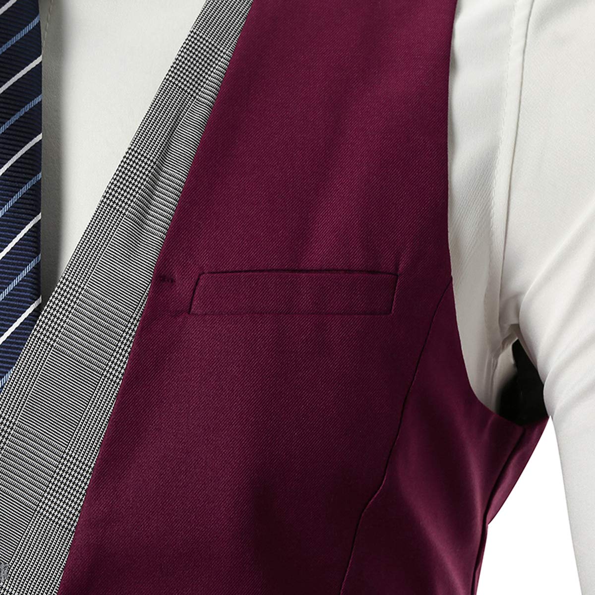 Męska kamizelka garniturowa Slim Fit Business Wedding w kratkę kamizelka garniturowa, czerwony, M