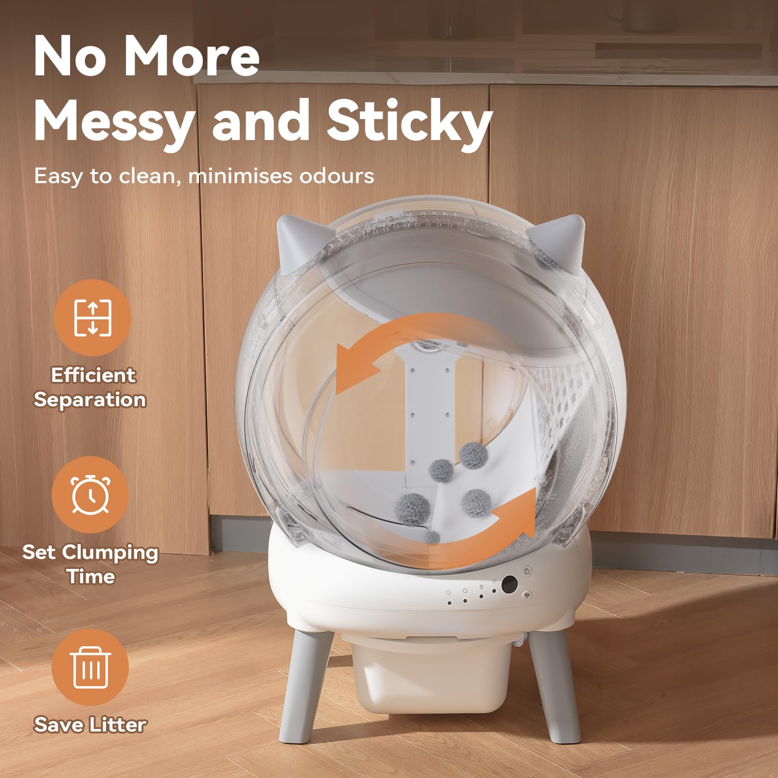 Self Cleaning Litter Box: Automatic Litter Box Self Cleaning for Multiple Cats Auto Robot with Dual Safety Protection, Large Openning Odor-Control with Mat - image 7