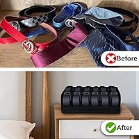 Vista 4 de GTI Organizador de cinturón, 2 unidades, 6 compartimentos, organizador de cinturón para armario y cajón, vitrina de bambú para corbata y cinturón