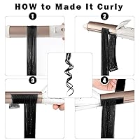 Vista 5 de 12 extensiones de cabello negro con clip, extensiones de cabello de color de 22 pulgadas, extensiones de cabello sintético largo y lacio para mujer