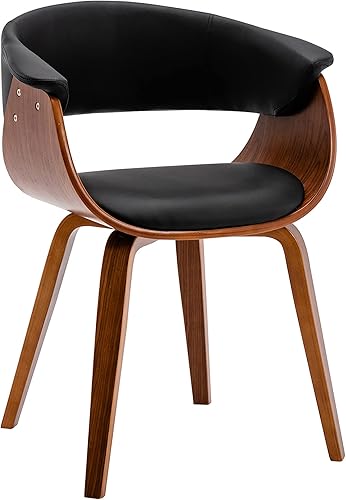 Porthos Home Meir Silla de comedor con respaldo ergonómico curvado y asiento en tapicería de poliuretano resistente al agua y a las manchas, patas