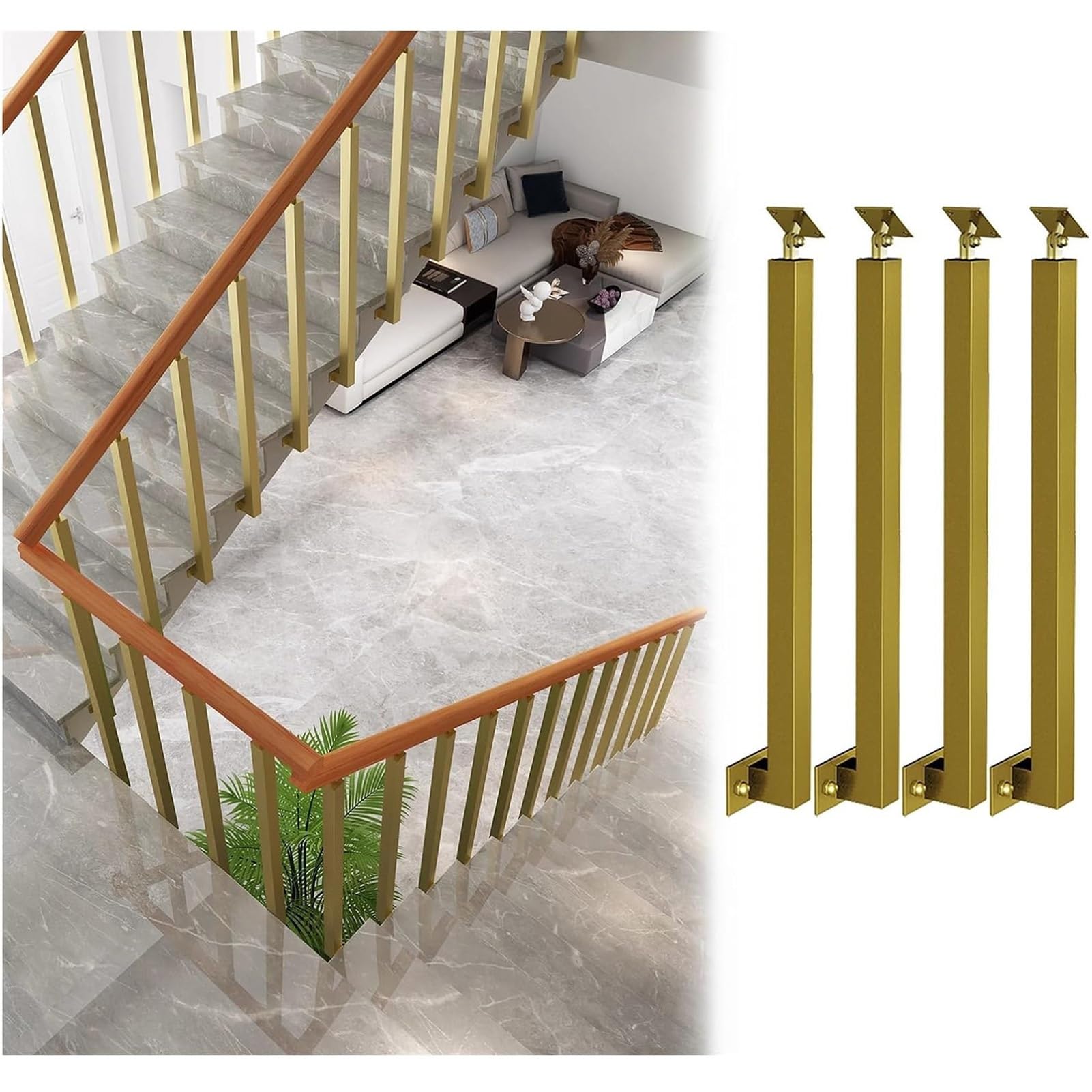 Support d'angle réglable à 270° pour rampe latérale d'escalier sinueux