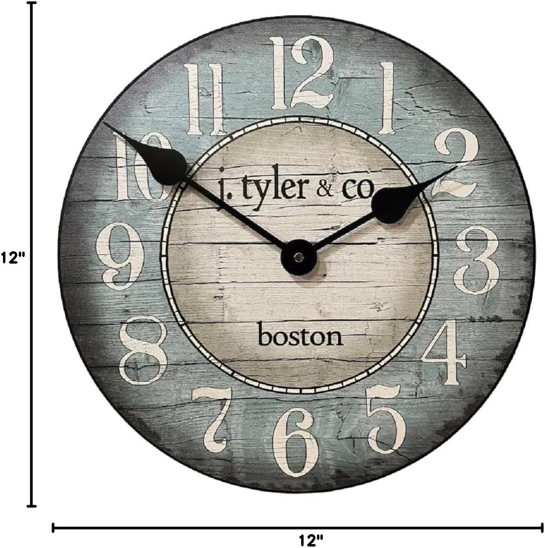 Boston Harbor Blue Wall Clock | Ultra Quiet Quartz Mechanism | Hand Made in USA Beautiful Crisp Lasting Color | Comes in 8 Sizes | 12 Inch