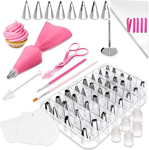 Juego de 83 boquillas de acero inoxidable con 44 puntas de glaseado numeradas y herramientas de glaseado para tartas, kits de decoración de pasteles