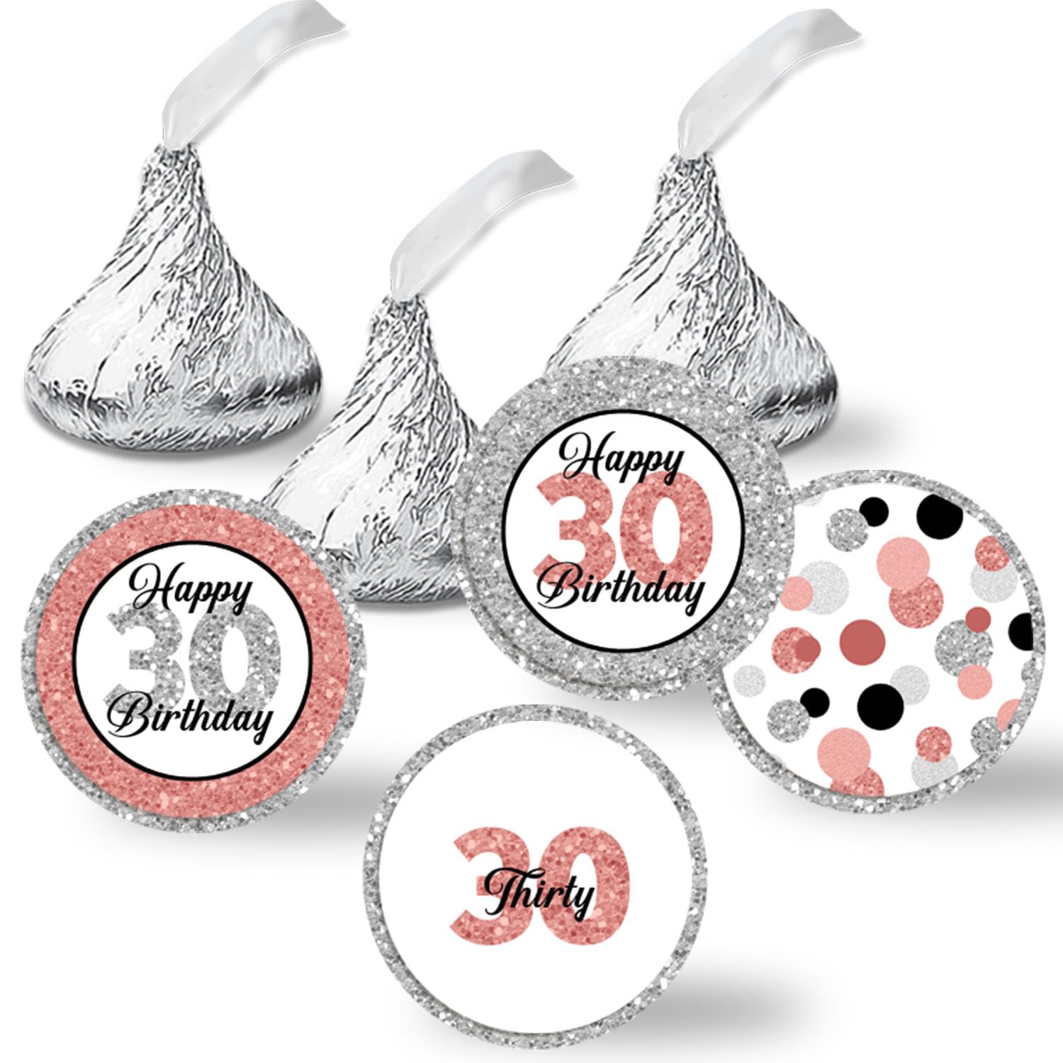 Étiquettes autocollantes or rose raffinées pour scellés de fête de 30e anniversaire