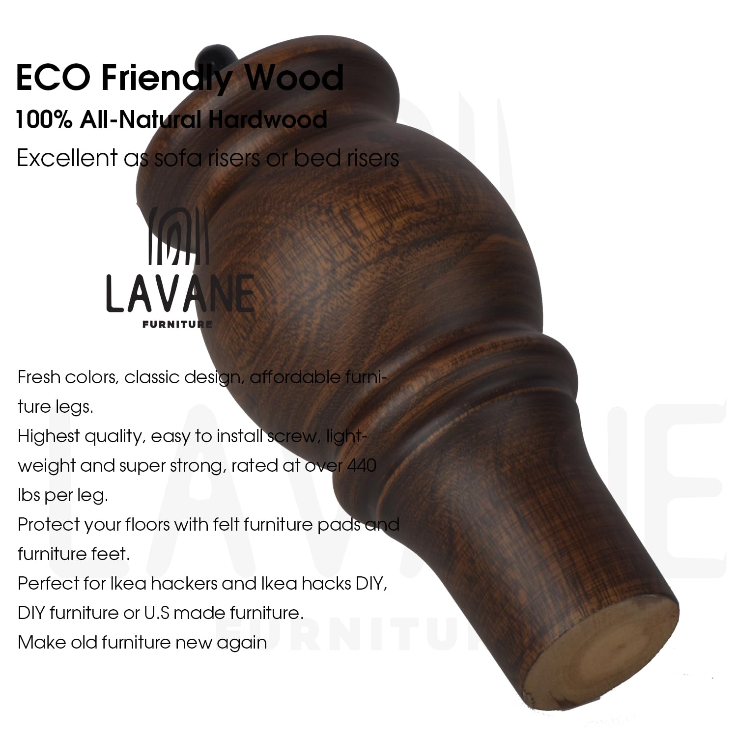 La Vane 6 inch Wooden Furniture Legs - Image 3