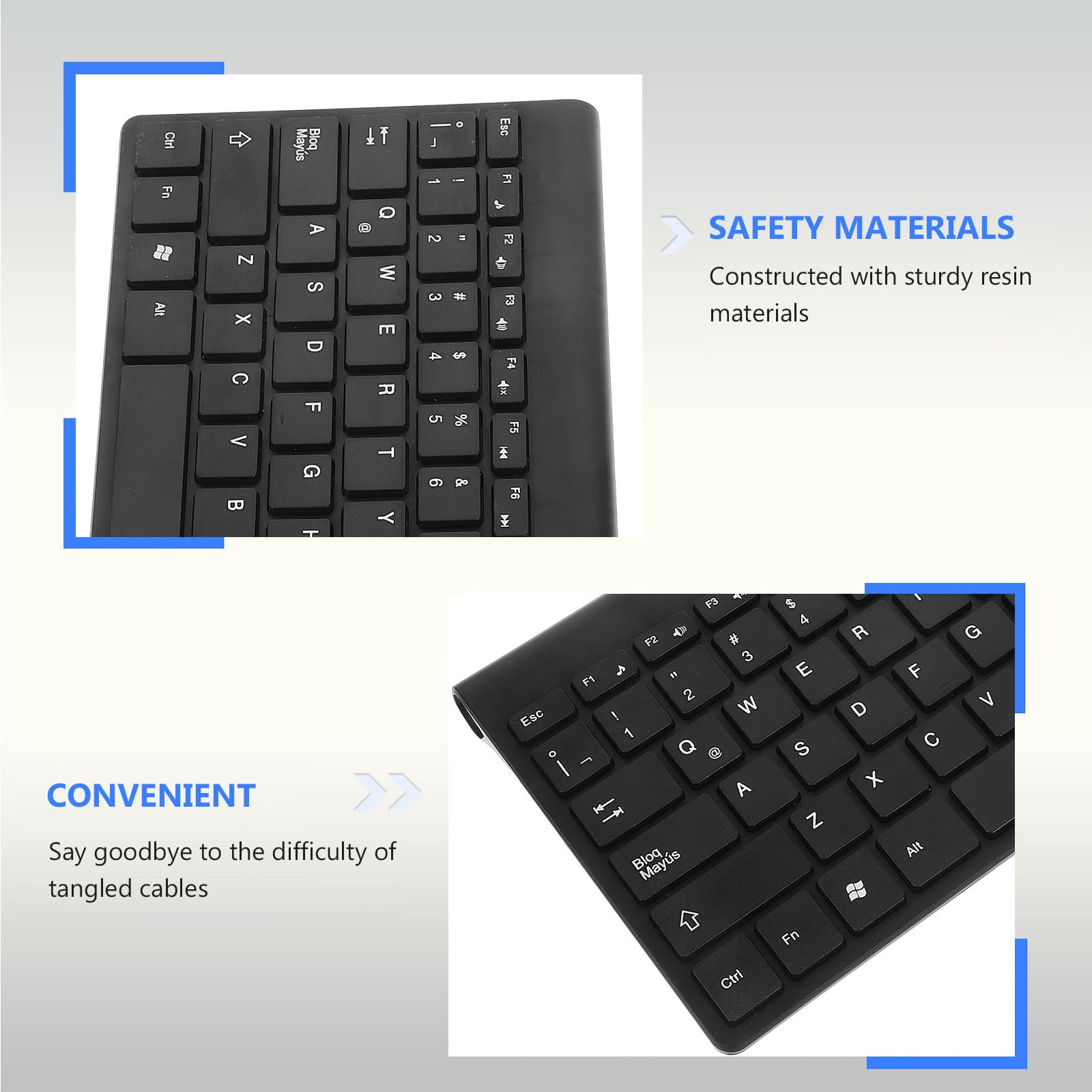 DOITOOL Tastiera Wireless Nera Layout Latino Spagnolo in Resina, Design Elegante e Minimalista, Affidabile per Ufficio e Uso Quotidiano