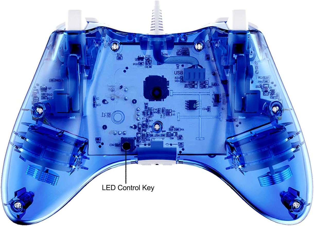 Wired 360 Controller Dual Vibrator Wired Gamepad Gaming Joypad, Blue - PAWHITS (Renewed)