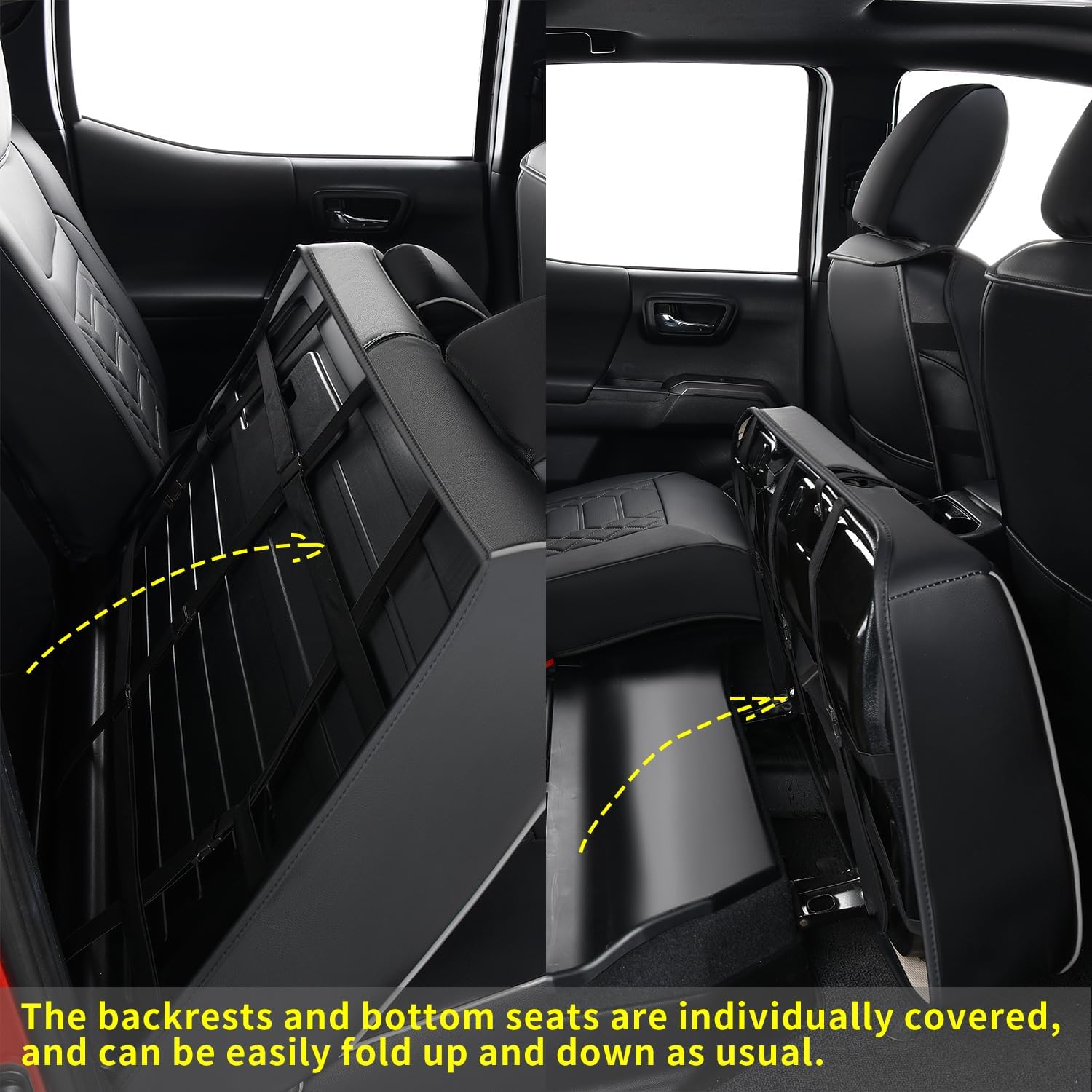 RISINGSTAR Tacoma Faux Leather Seat Covers, fit for 2005-2023 Tacoma Double & Crew Cab SR, SR5, Limited, TRD Pro, TRD Sport, TRD Off-Road, Trail Special Edition(Full Set, Black&Gray)