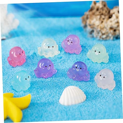 Miniatura 3 de Happyyami 24 piezas de mini decoración luminosa oscura miniatura decoración de acuario plantas marinas accesorios paisaje pulpo maceta en jardín