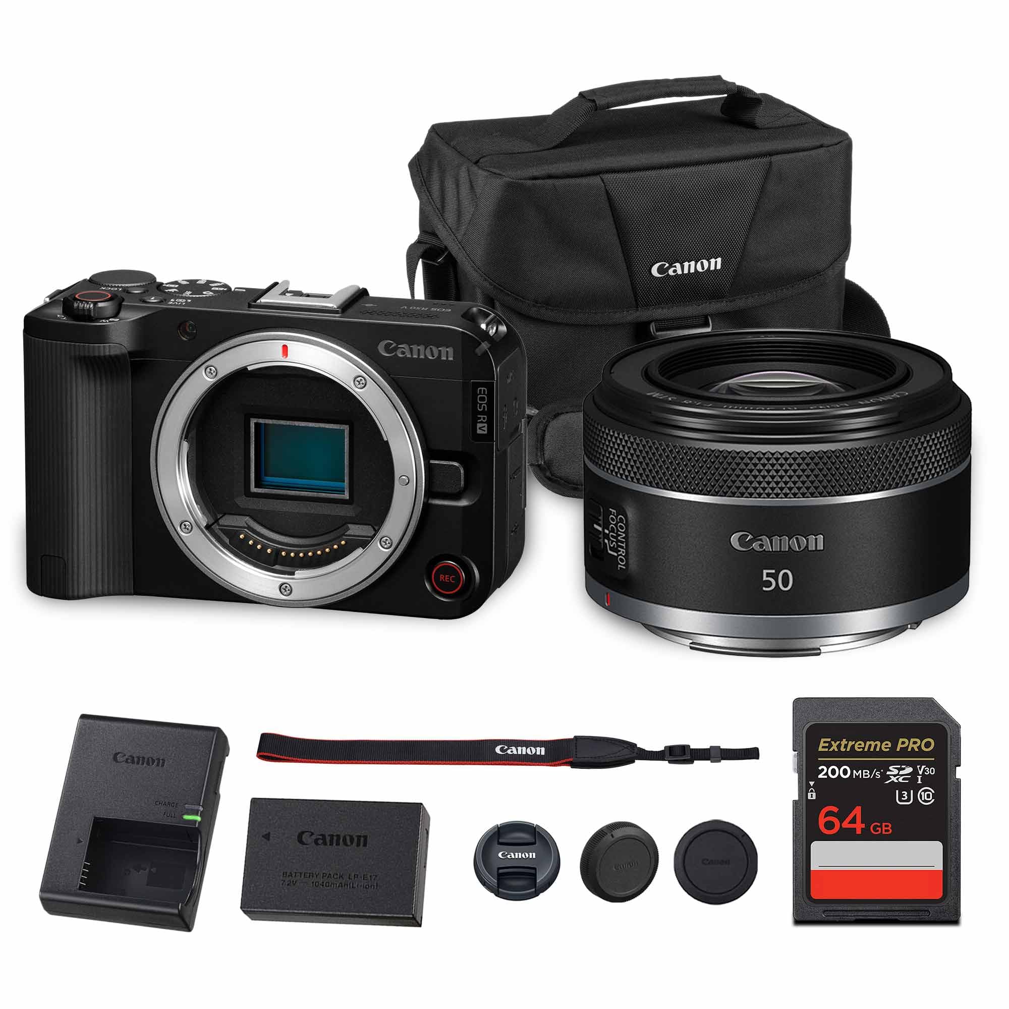 Canon EOS R50 V Mirrorless Camera | 24.2MP APS-C Sensor 4K Oversampled Video | Compact Beginner-Friendly Camera for Vlogging and Travel (6895C002) +