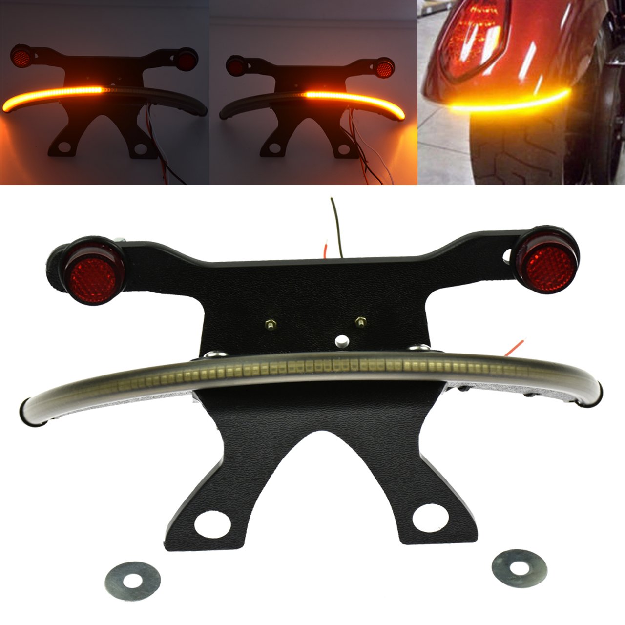 HDBUBALUS LED Fender Amber Smoked Lens Tail Light Bracket Fit for Victory Vegas 2003-2017