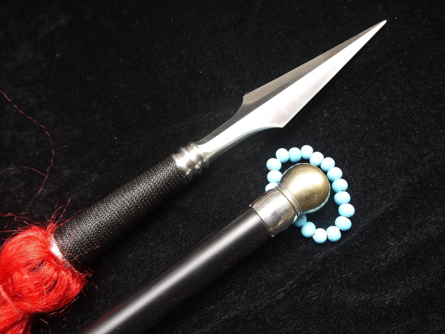 Taiji Spear/Chinese Martial Arts Equipment/Overall Stainless Steel/Black Rod