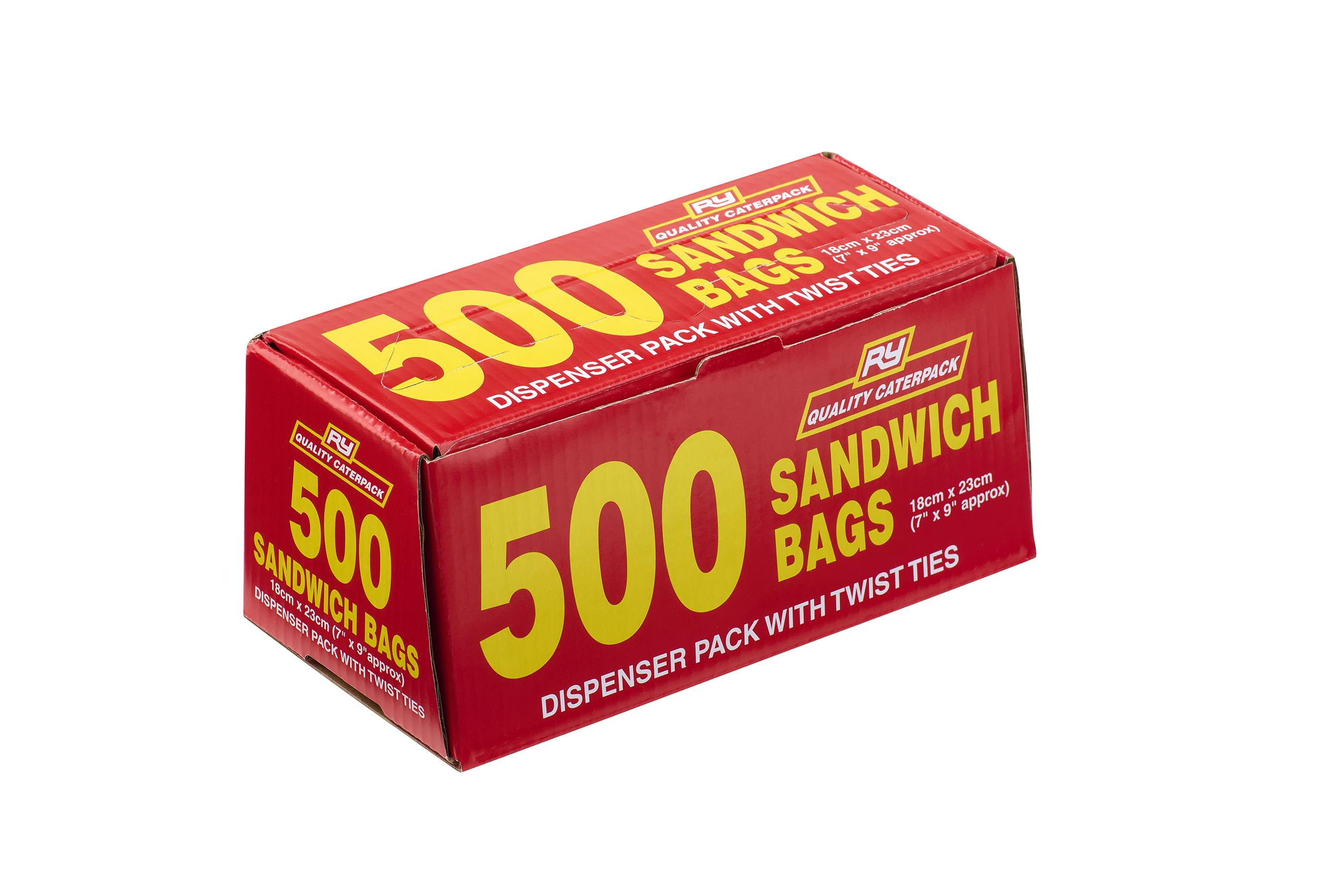 Sandwich Bags, Dispenser Pack of 500 Sandwich Bags for Food Storage With Twist Ties, Bag Dimensions 18cm x 23cm
