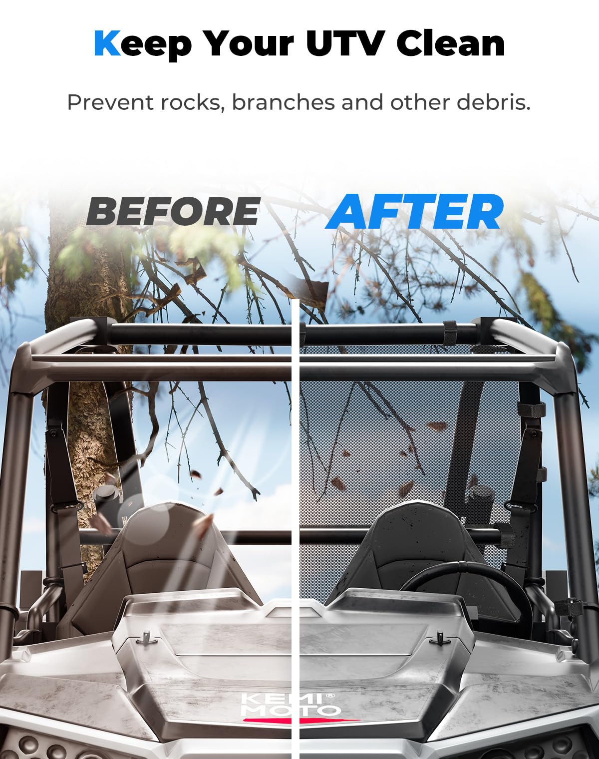 Filet De Fenêtre Arrière Pour Polaris RZR XP 1000 - Compatible 2016-2023, Protection Solaire - 3