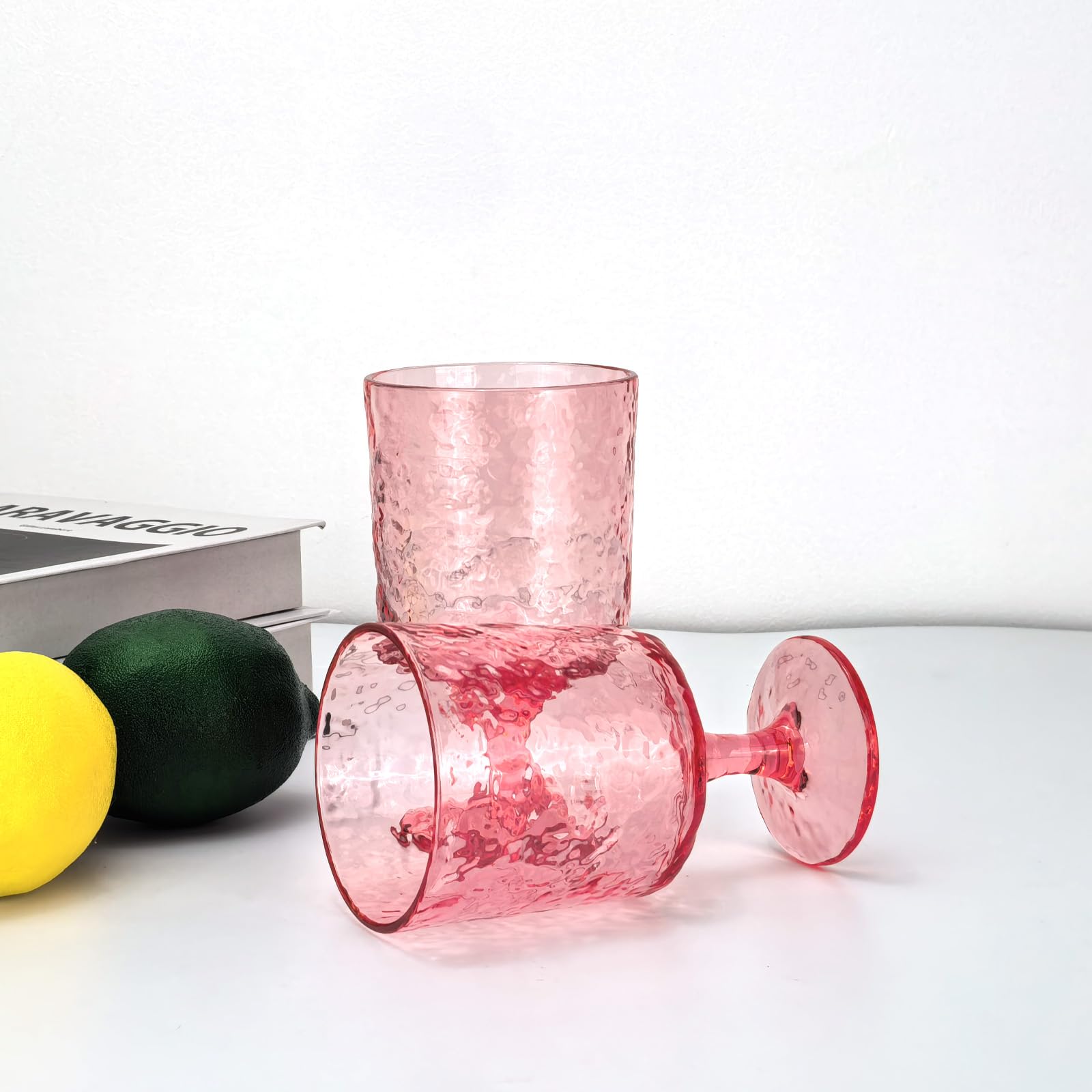 Zestaw 6 akrylowych kieliszków do wina 325 ml, plastikowe kieliszki do wina, na imprezę, wolne od BPA i trwałe, wielokolorowe