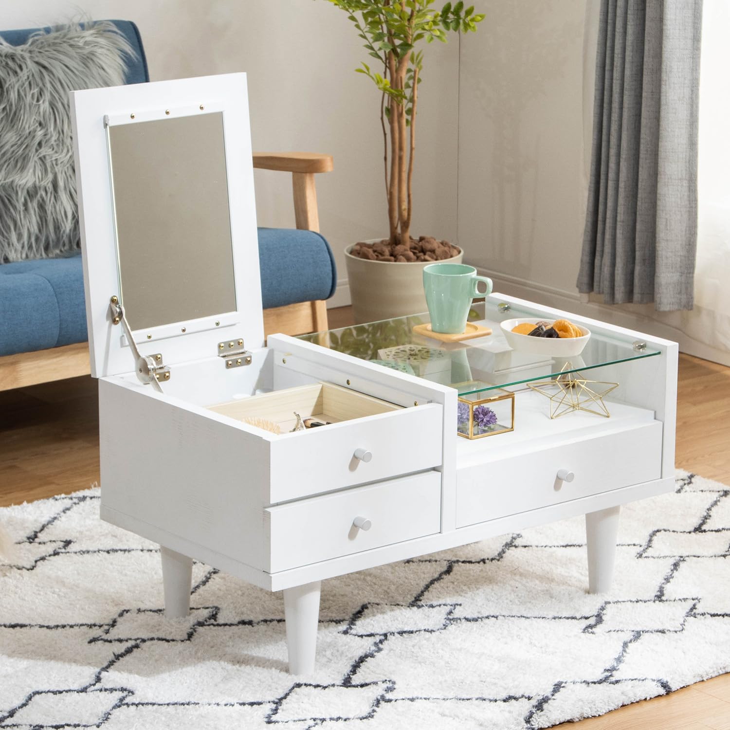 Amazon｜ドレッサー テーブル 鏡台 化粧台 幅80cm 一面ドレッサー  