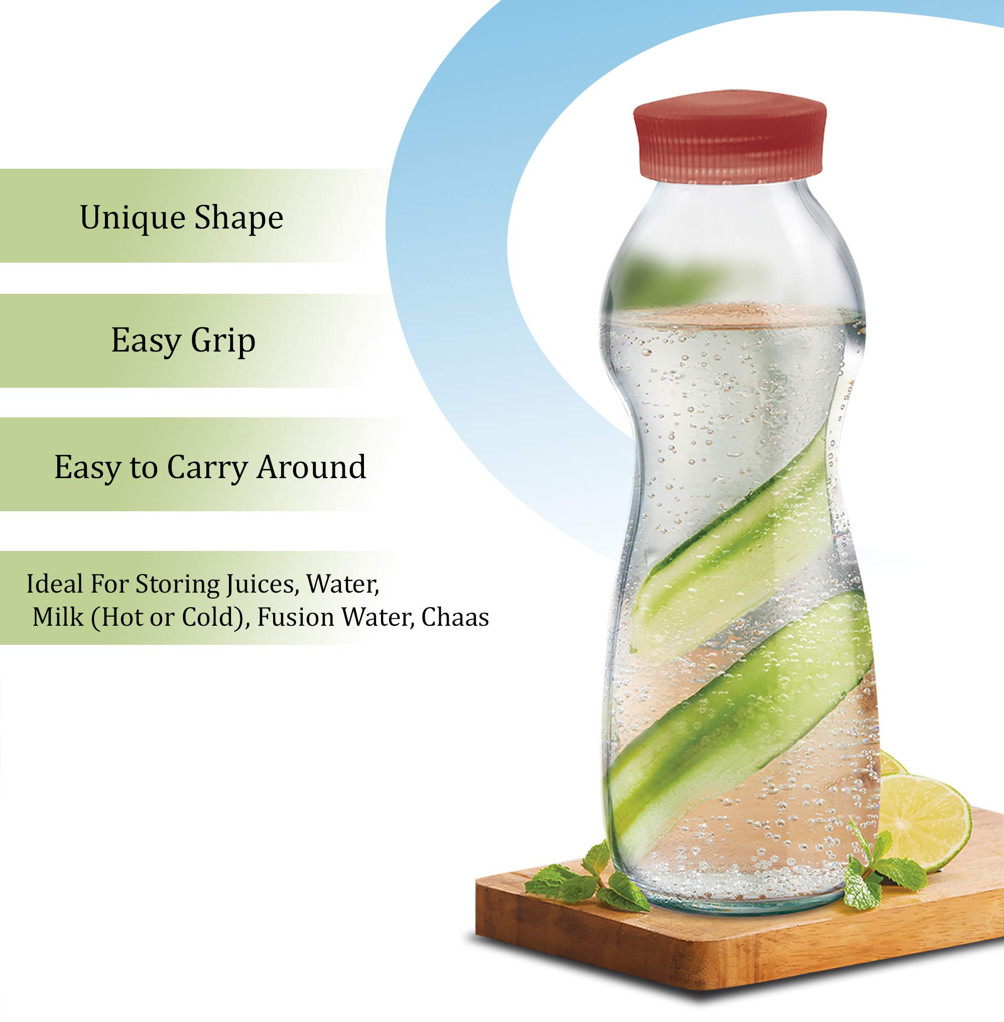 Treo by Milton Eazy Grip Borosilicate Glass Bottle, 550ml, Red - Image 6 thumbnail