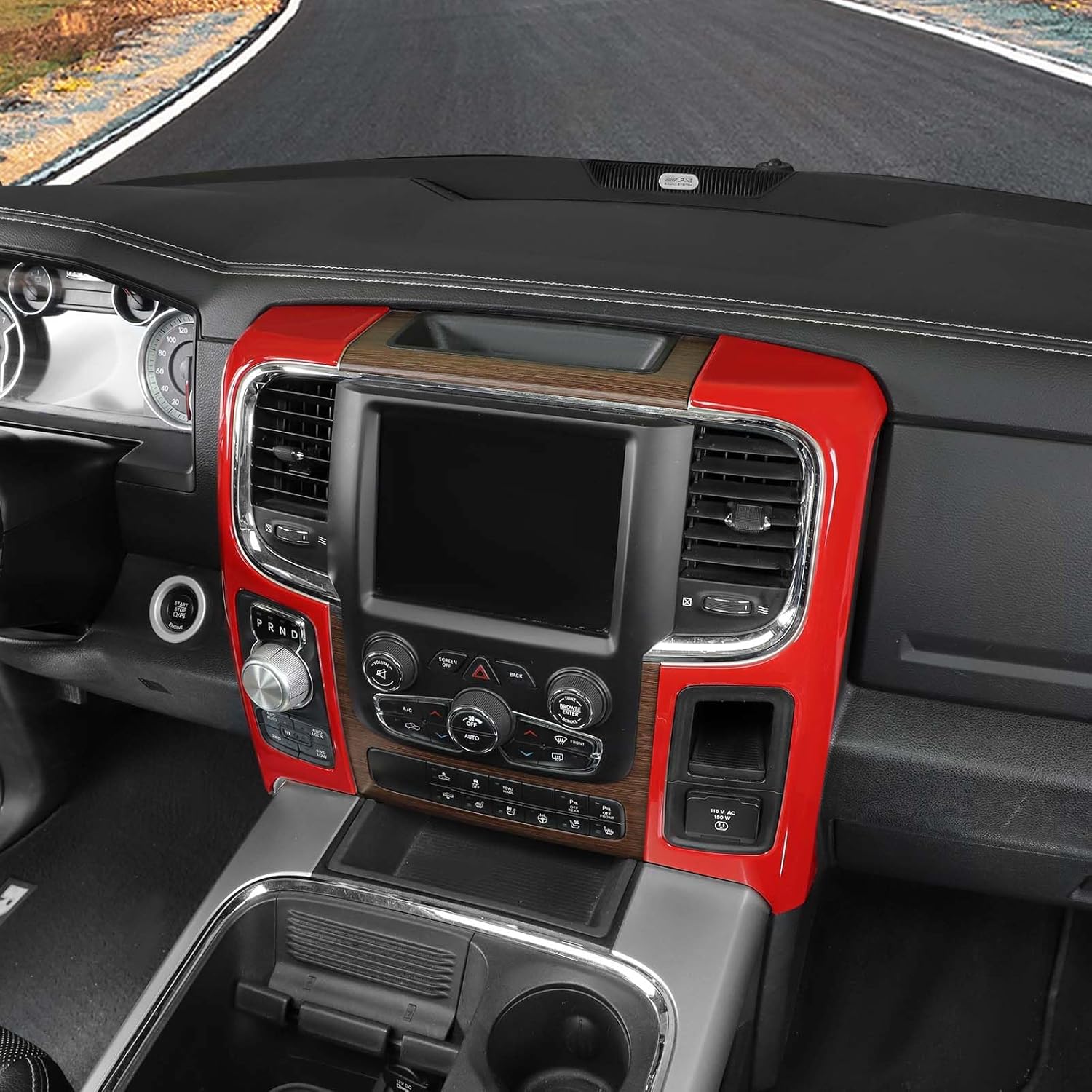 RT-TCZ for RAM Center Console Dashboard Air AC Vents Trim Cover Red for Dodge RAM 2012-2017 Red Interior Accessories 2pcs