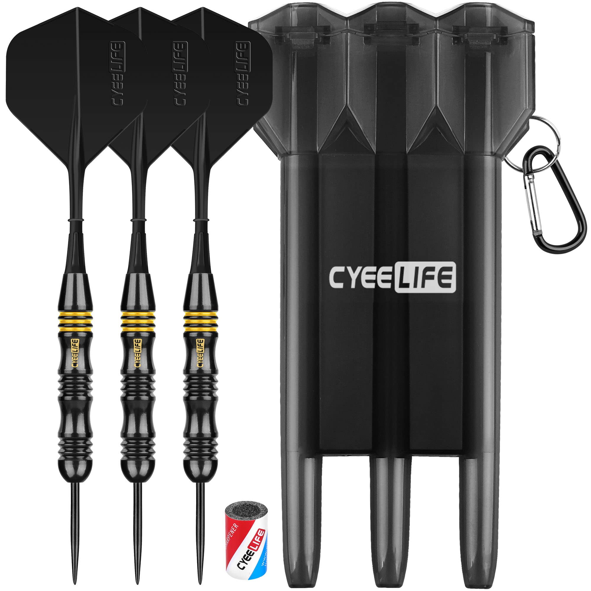 CyeeLife Tungsten 90% Steel tip Darts with Carry case,21/22/23/26/28/30g Professional Darts Set for Professional Competition