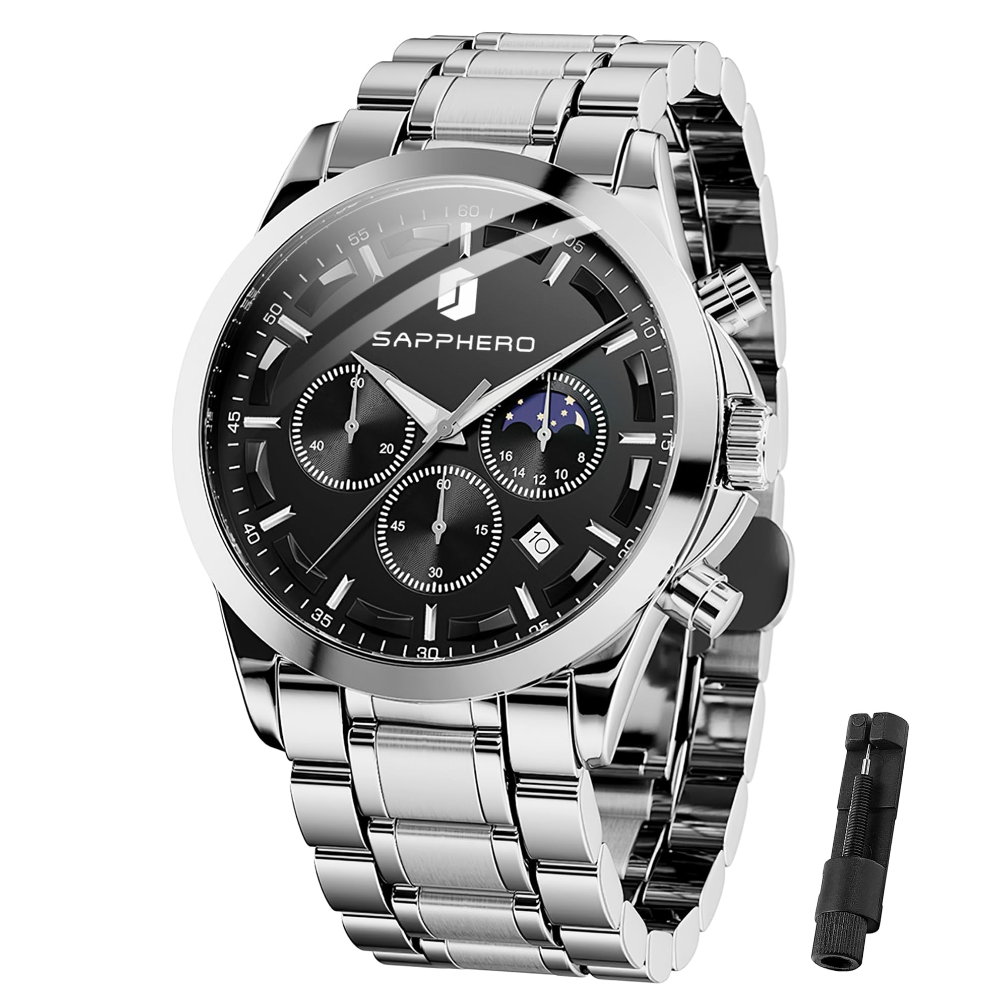 BENYAR BY Orologio da uomo al quarzo analogico in acciaio inossidabile cinturino Timing Date Display impermeabile luminoso orologio Business Casual Sports Watch Fashion Holiday regalo per il padre