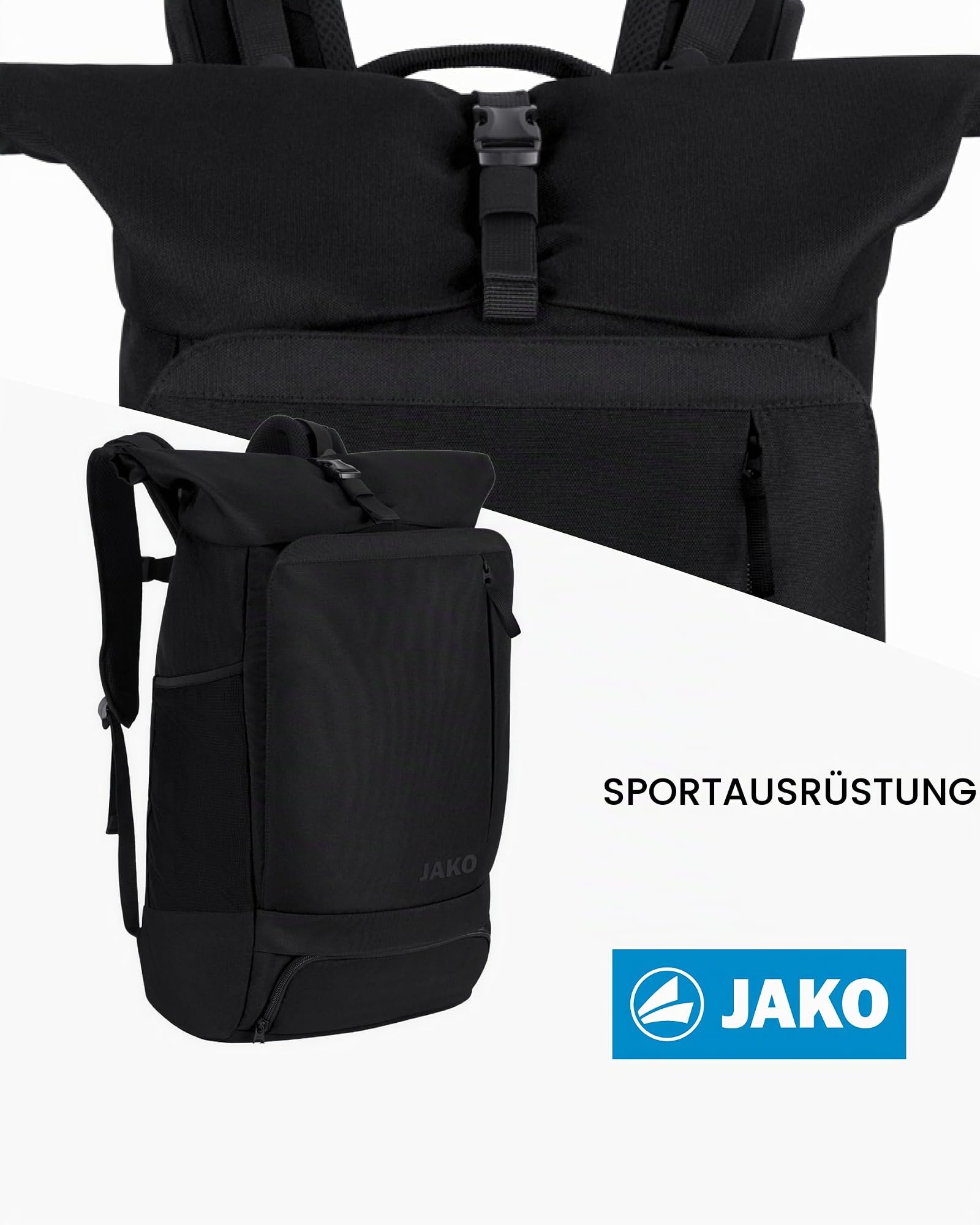 JAKO Rucksack Matchday – Vielseitiger Laptop Rucksack mit geräumigem Hauptfach und Bodenfach, praktisch für Alltag, Arbeit und Reisen, 100% recyceltes Polyester