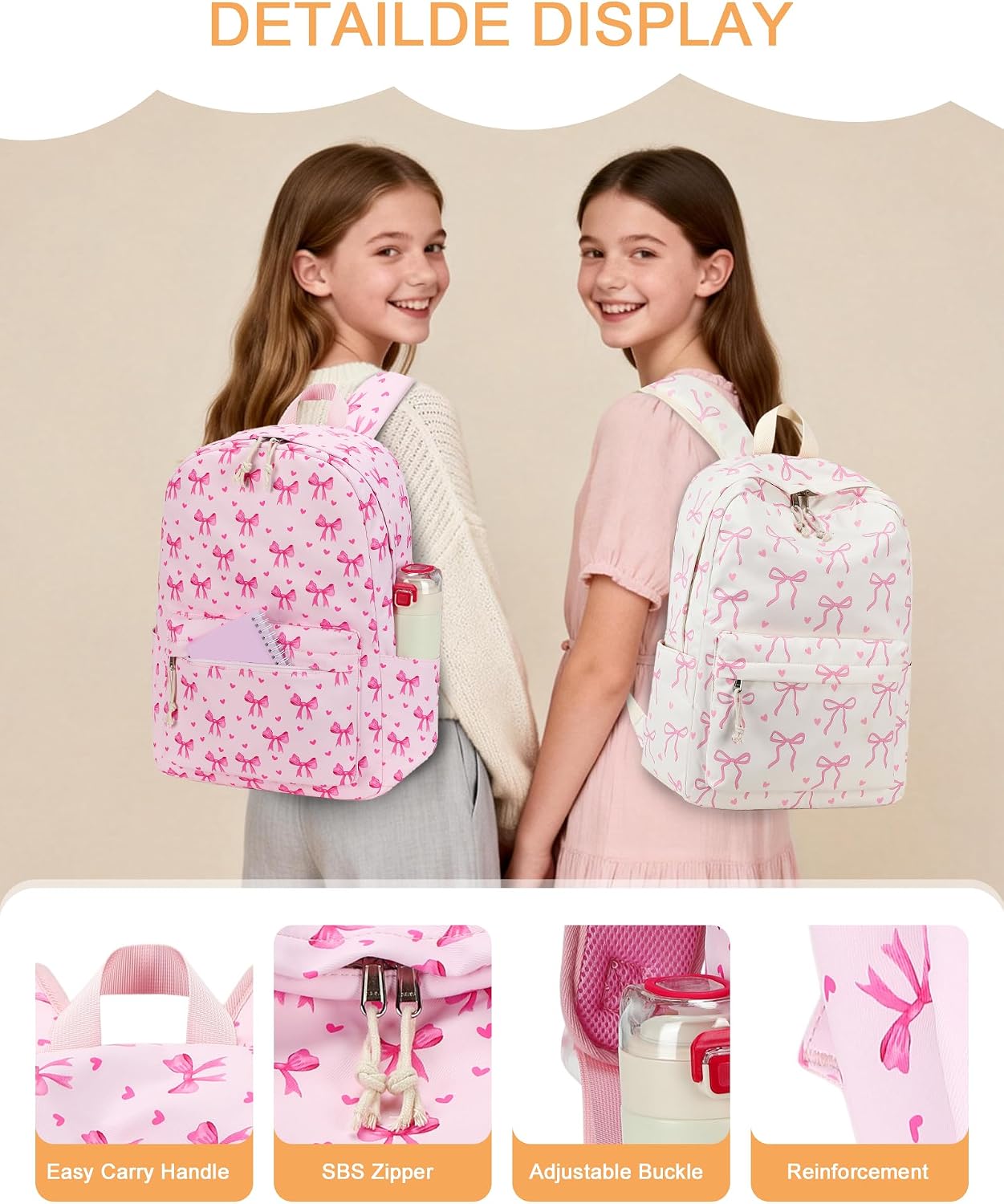 LOIDOU Backpack for Teen Girls Bookbags School Backpack with Lunch Box and Pencil Case 3 in 1 School Bags Set