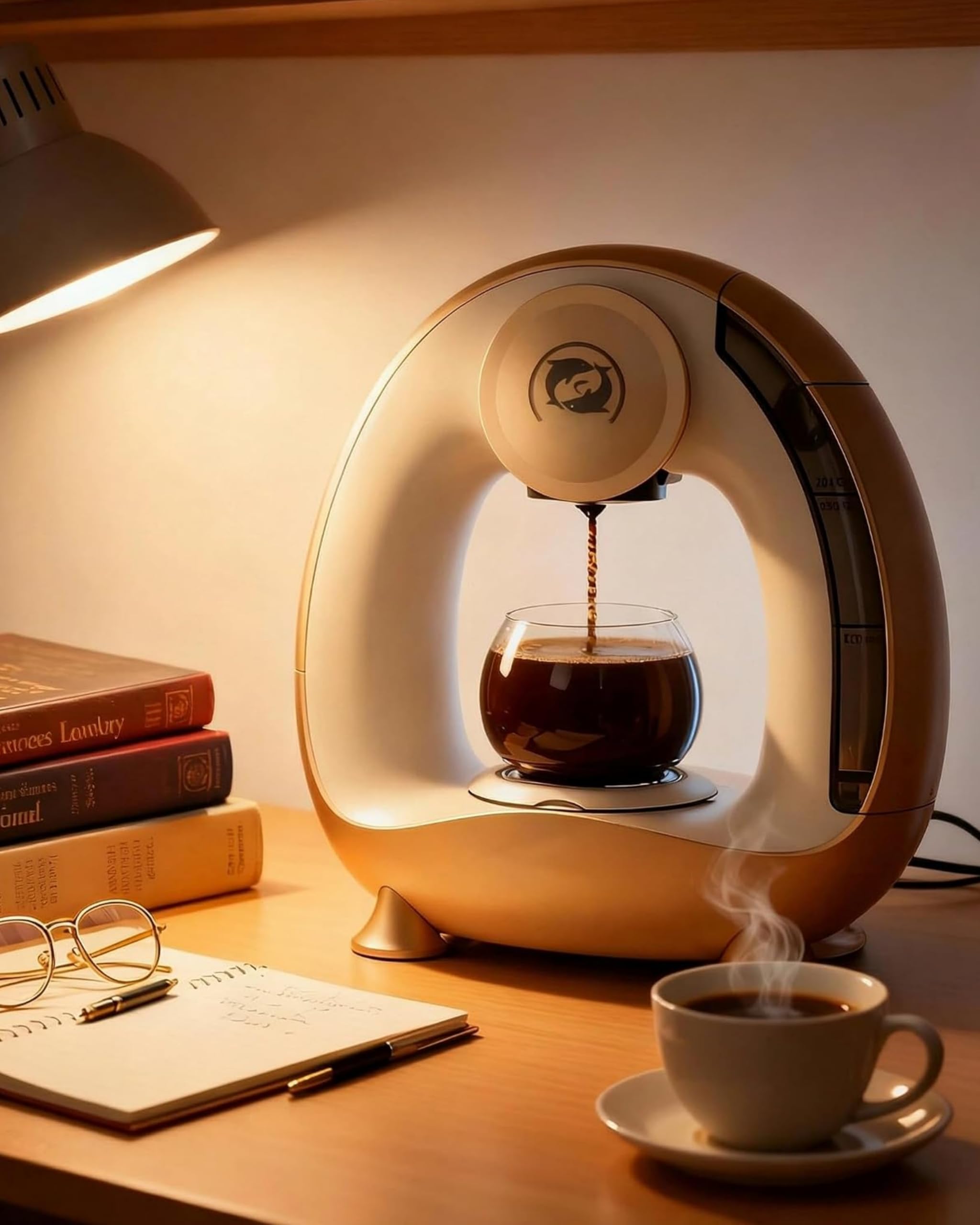 i Cafilas Mini Machine à Café Électrique, Cafetière 2-en-1 pour Café Moulu et Thé, Chauffage Rapide 20 s, Café Prêt en 2 min, Compacte pour Petit Espace, Champagne