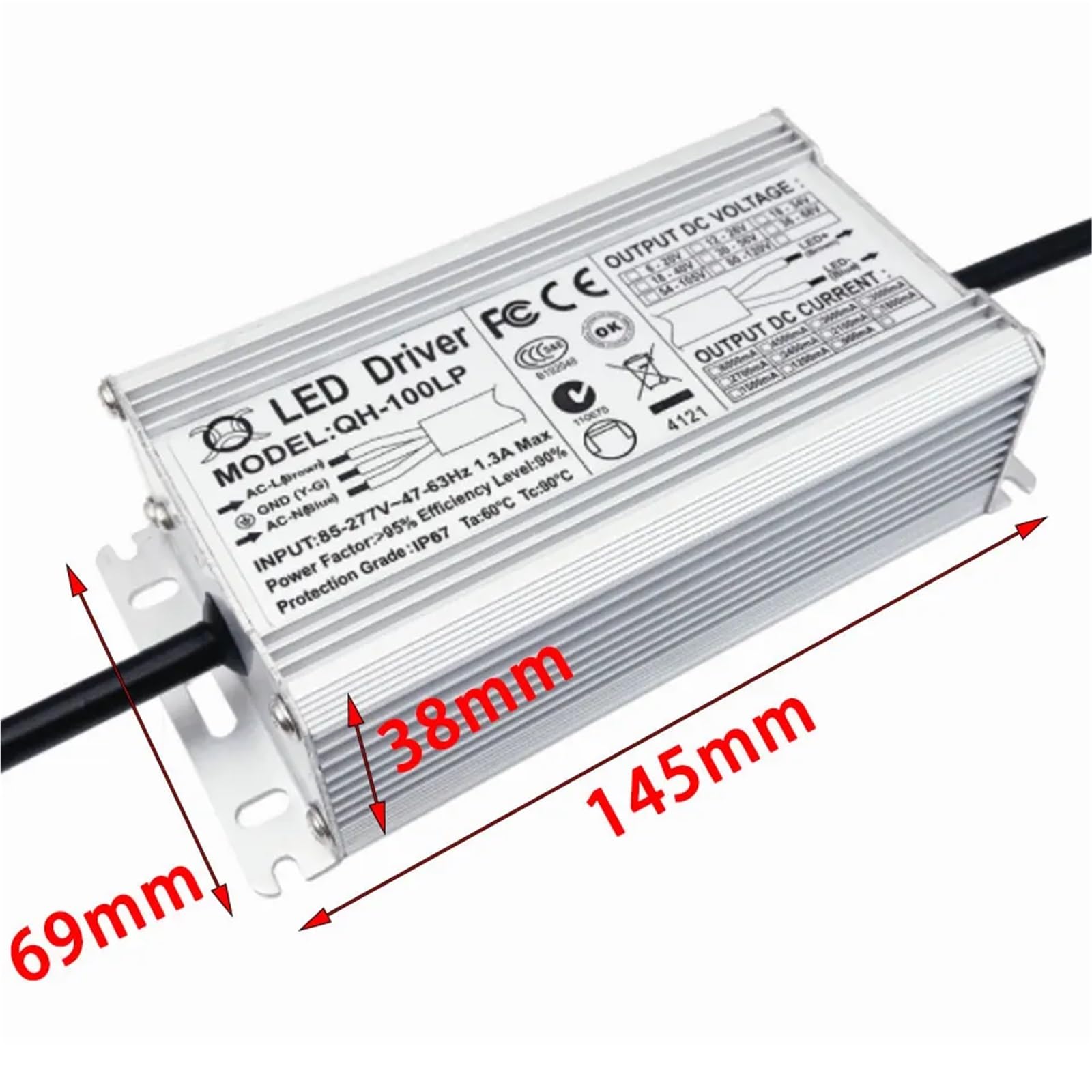 Driver LED 100W 900MA, 1500MA, 3000MA, 3600MA, corriente constante, alimentación exterior impermeable, transformadores de iluminación para LED 100W(DC54-90V 900mA)
