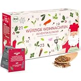BIO Gewürz Adventskalender Würzige Weihnachten | 24 Feinschmecker Gewürzmischungen mit Rezepten | Bio Gewürze Set zum Kochen - Pfefferdieb