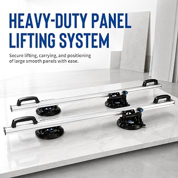 LOZLIN Double Handle Vacuum Suction Cup Lifter, Heavy Duty Aluminum Alloy Tile Glass Suction Gripper, Adjustable Stone Slab Carry Tool for Moving Lifting Installing Floor Wall Countertop Materials